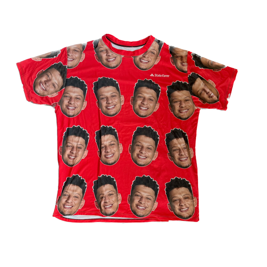 WESTSIDE STOREY VINTAGE | PAT MAHOMES SUPER BOWL PARADE STATE FARM T-SHIRT - RED Westside Storey