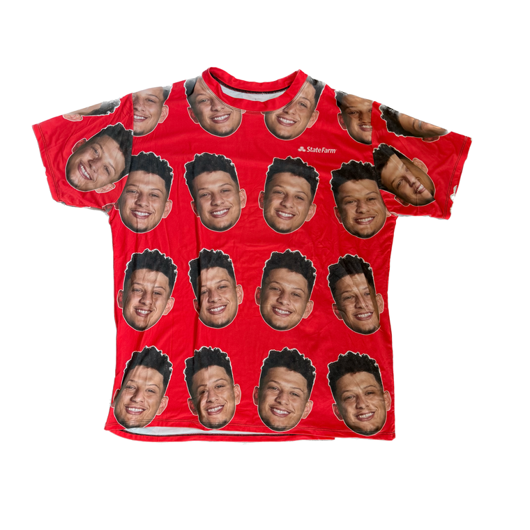 WESTSIDE STOREY VINTAGE | PAT MAHOMES SUPER BOWL PARADE STATE FARM T-SHIRT - RED Westside Storey