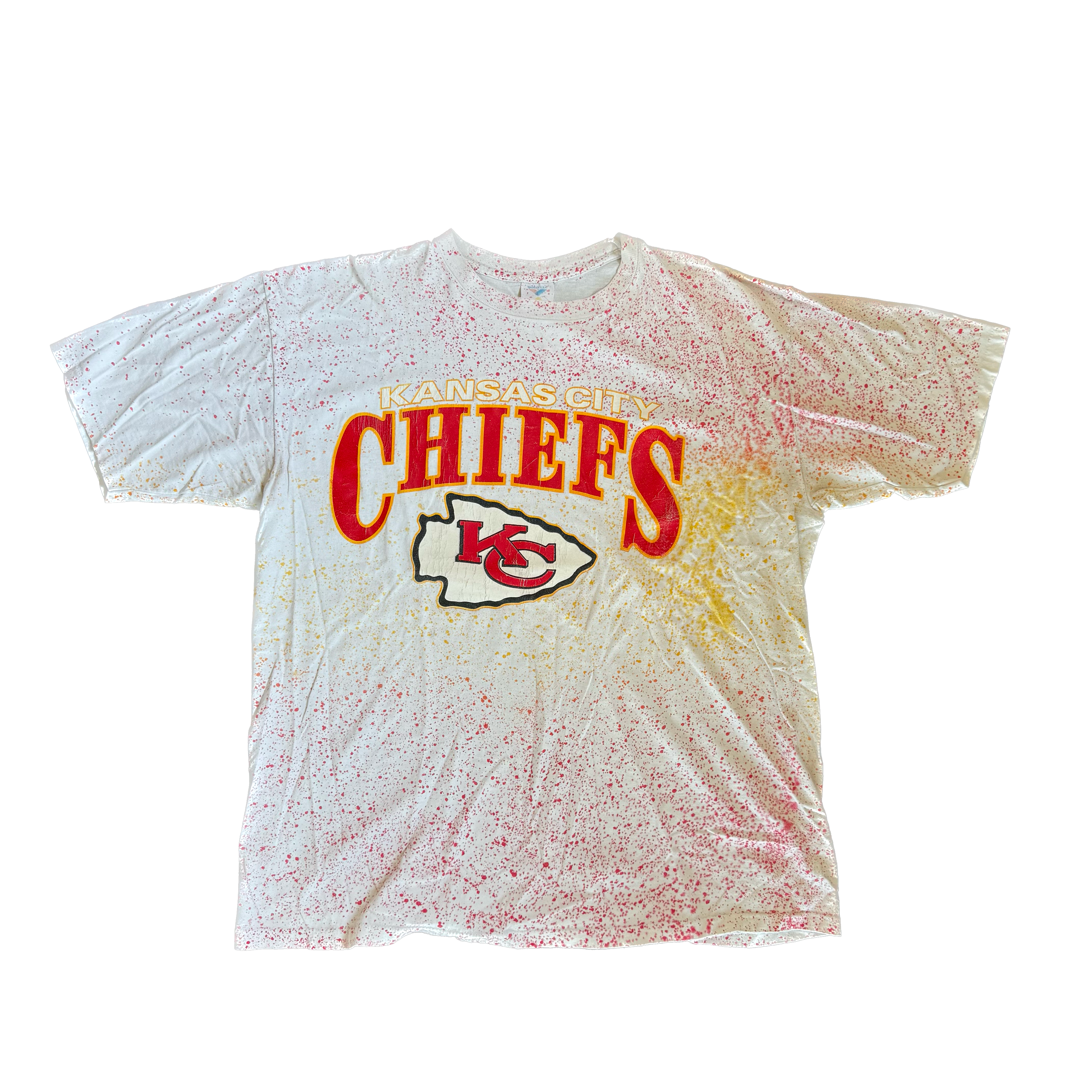 WESTSIDE STOREY VINTAGE | VINTAGE 90'S KC CHIEFS SPLATTER T-SHIRT - WHITE Westside Storey