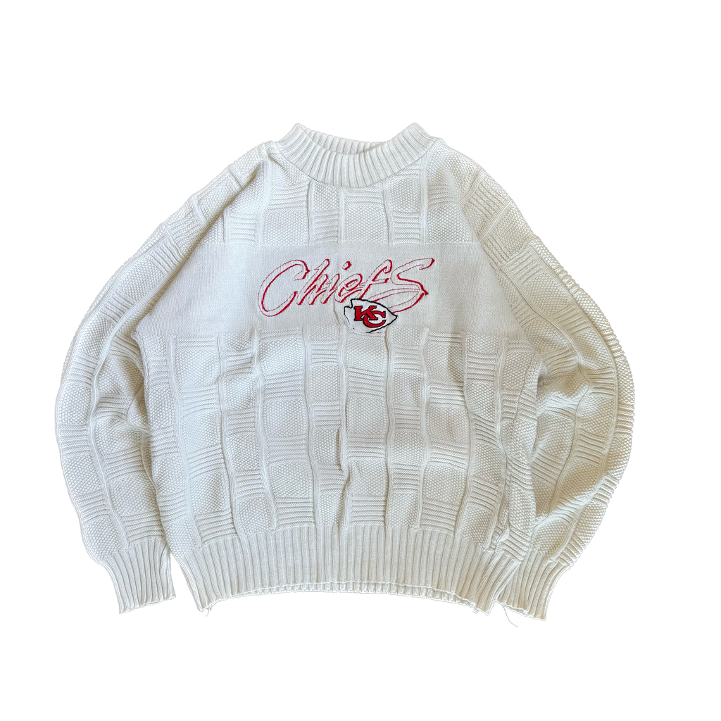 WESTSIDE STOREY VINTAGE | VINTAGE 90'S ANTIGUA KC CHIEFS CREAM KNIT SWEATER - CREAM Westside Storey