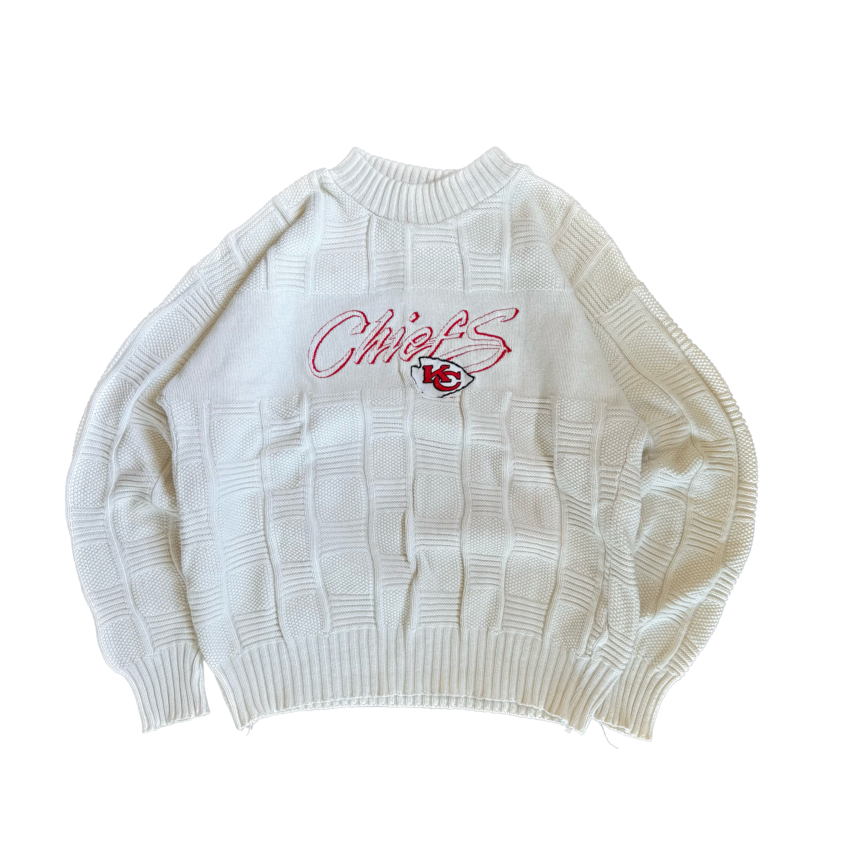WESTSIDE STOREY VINTAGE | VINTAGE 90'S ANTIGUA KC CHIEFS CREAM KNIT SWEATER - CREAM Westside Storey