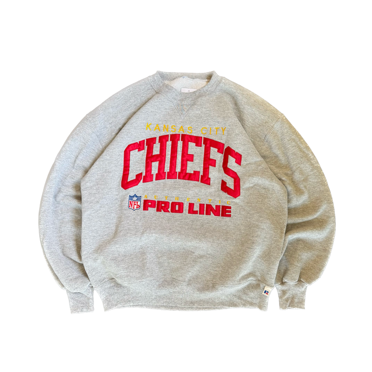 WESTSIDE STOREY VINTAGE | VINTAGE 90'S RUSSELL KC CHIEFS STITCHED SWEATSHIRT - GRAY Westside Storey