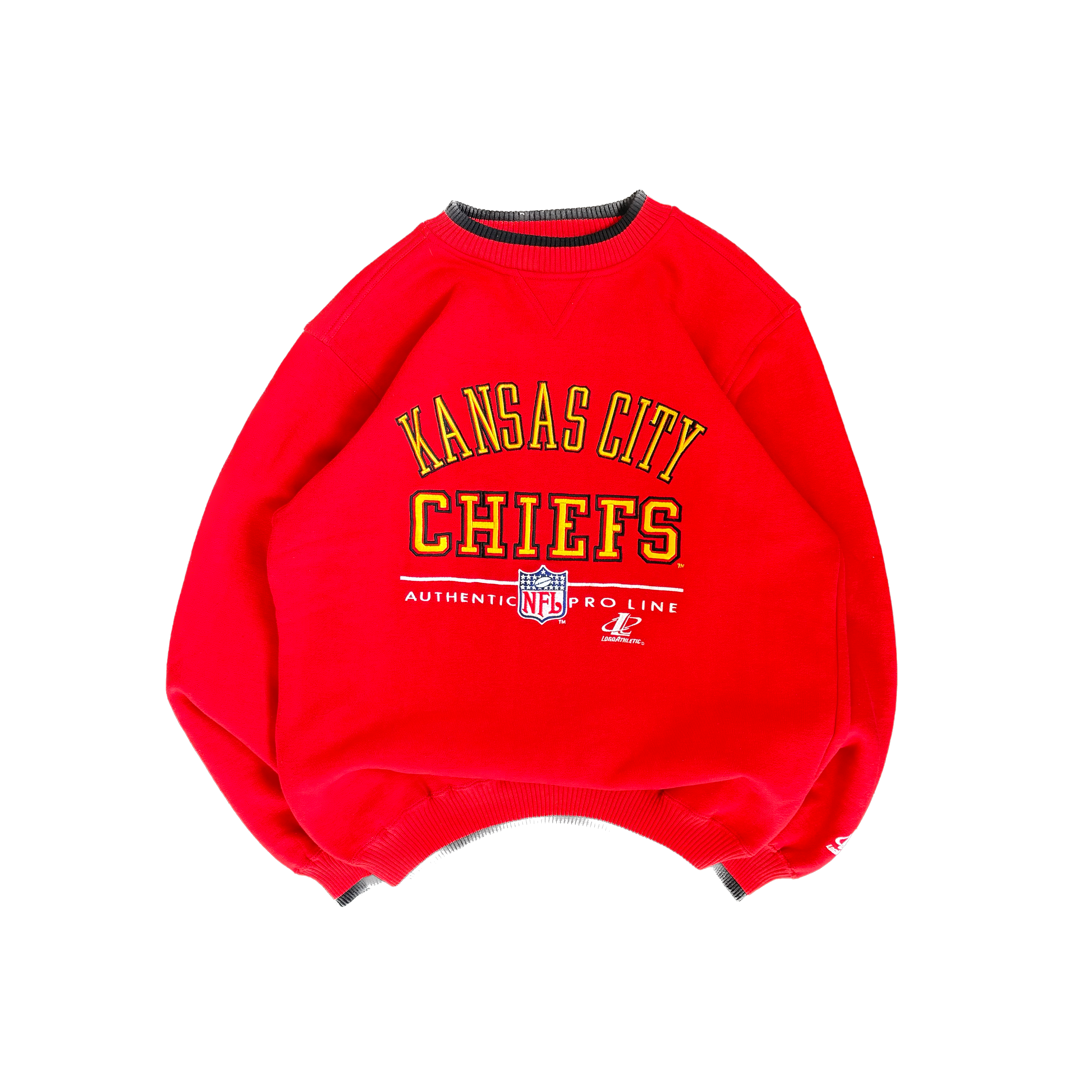WESTSIDE STOREY VINTAGE | VINTAGE 90'S PROLINE KC CHIEFS EMBROIDERED HEAVY SWEATSHIRT - RED - Westside Storey