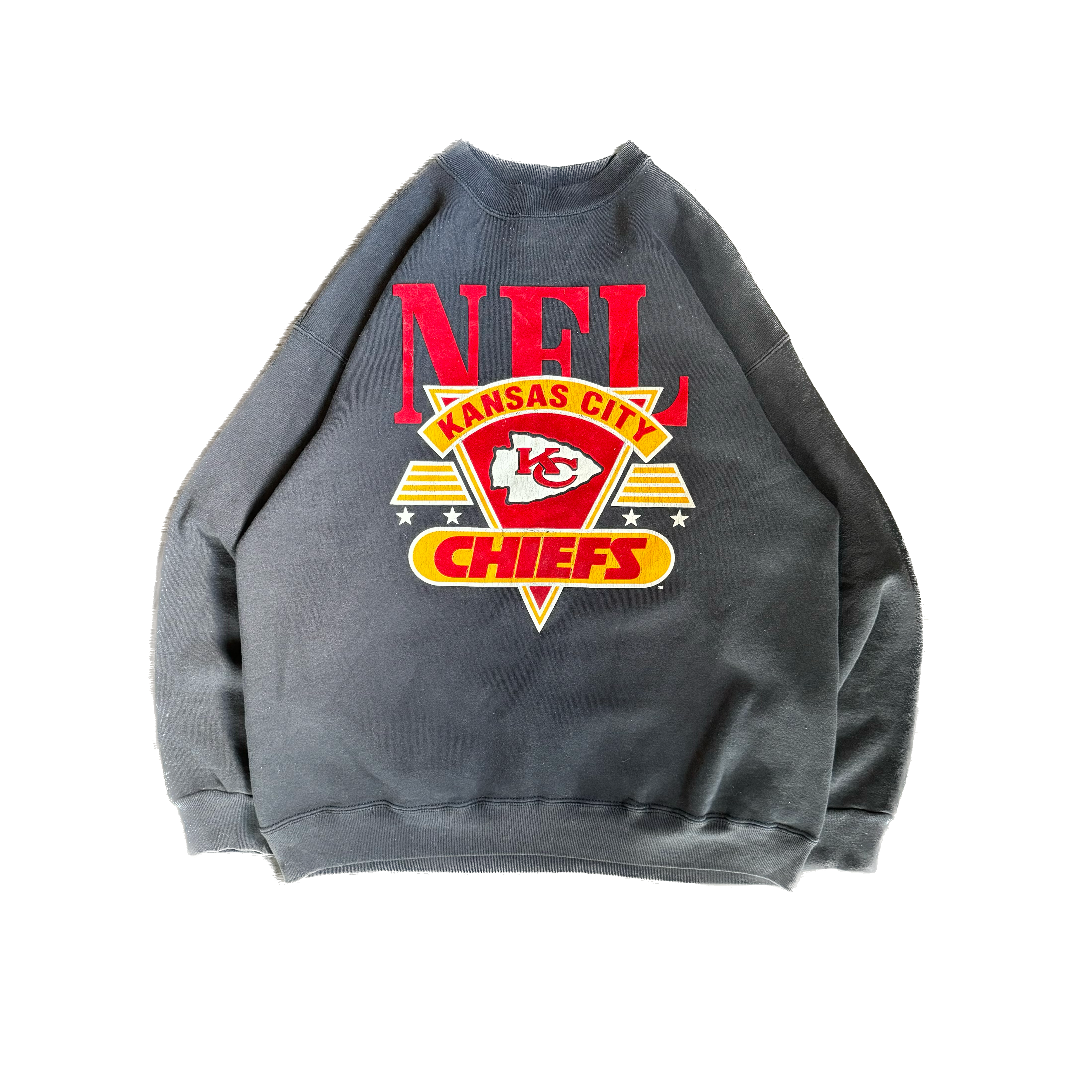 WESTSIDE STOREY VINTAGE | VINTAGE 90'S KC CHIEFS FELT PATCH SWEATSHIRT - BLACK - Westside Storey