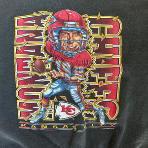 WESTSIDE STOREY VINTAGE | VINTAGE 90'S KC CHIEFS JOE MONTANA CARICATURE SWEATSHIRT - BLACK - Westside Storey