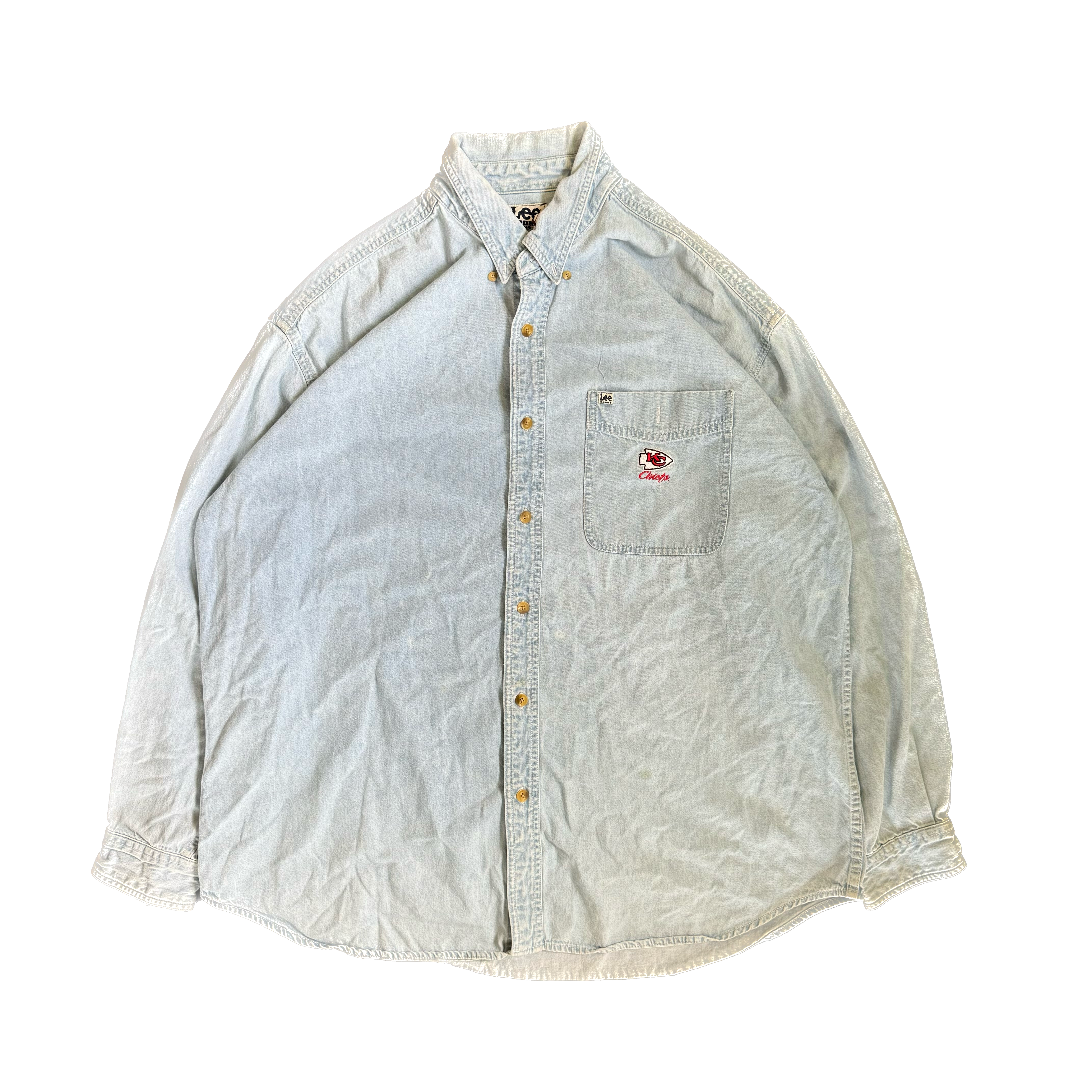 WESTSIDE STOREY VINTAGE | VINTAGE 90'S KC CHIEFS BUTTON DOWN - BLUE - Westside Storey