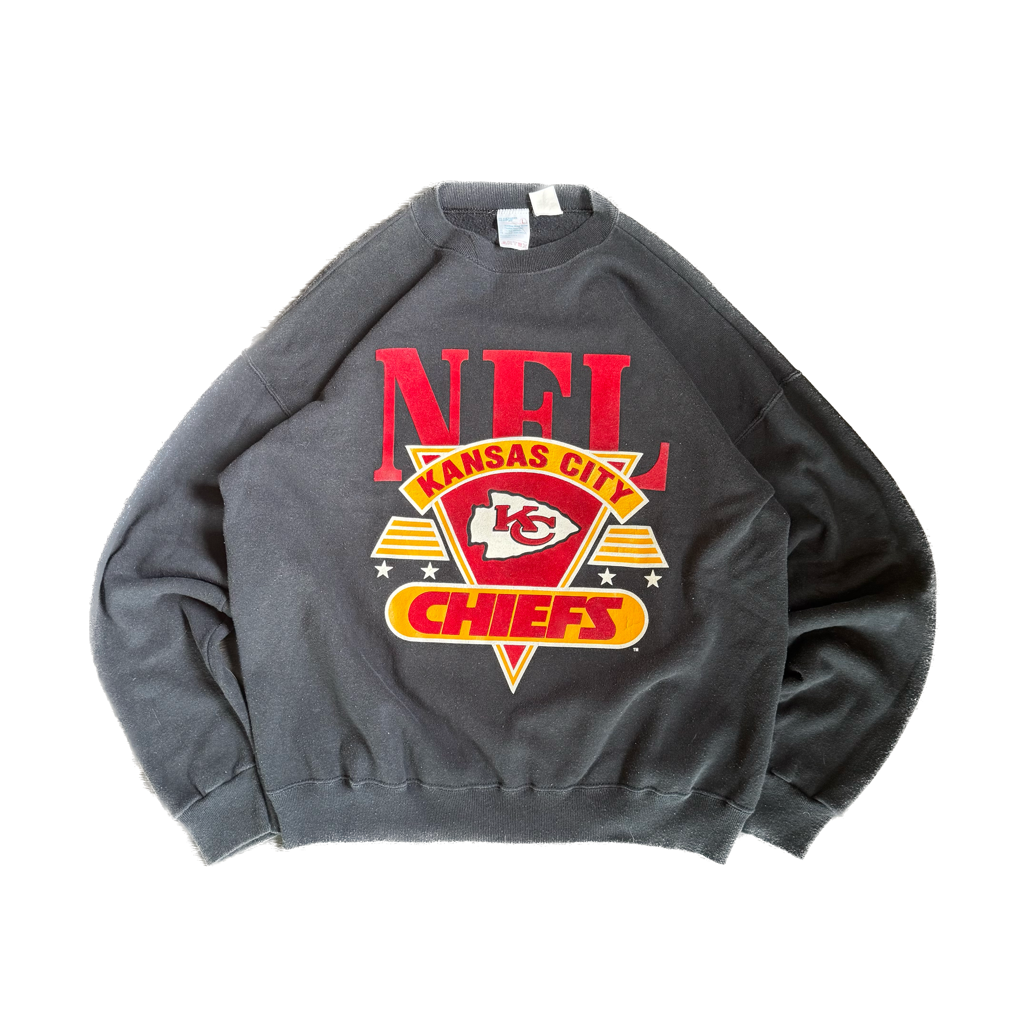 WESTSIDE STOREY VINTAGE | VINTAGE 90'S KC CHIEFS NFL FELT PATCH SWEATSHIRT - L Westside Storey