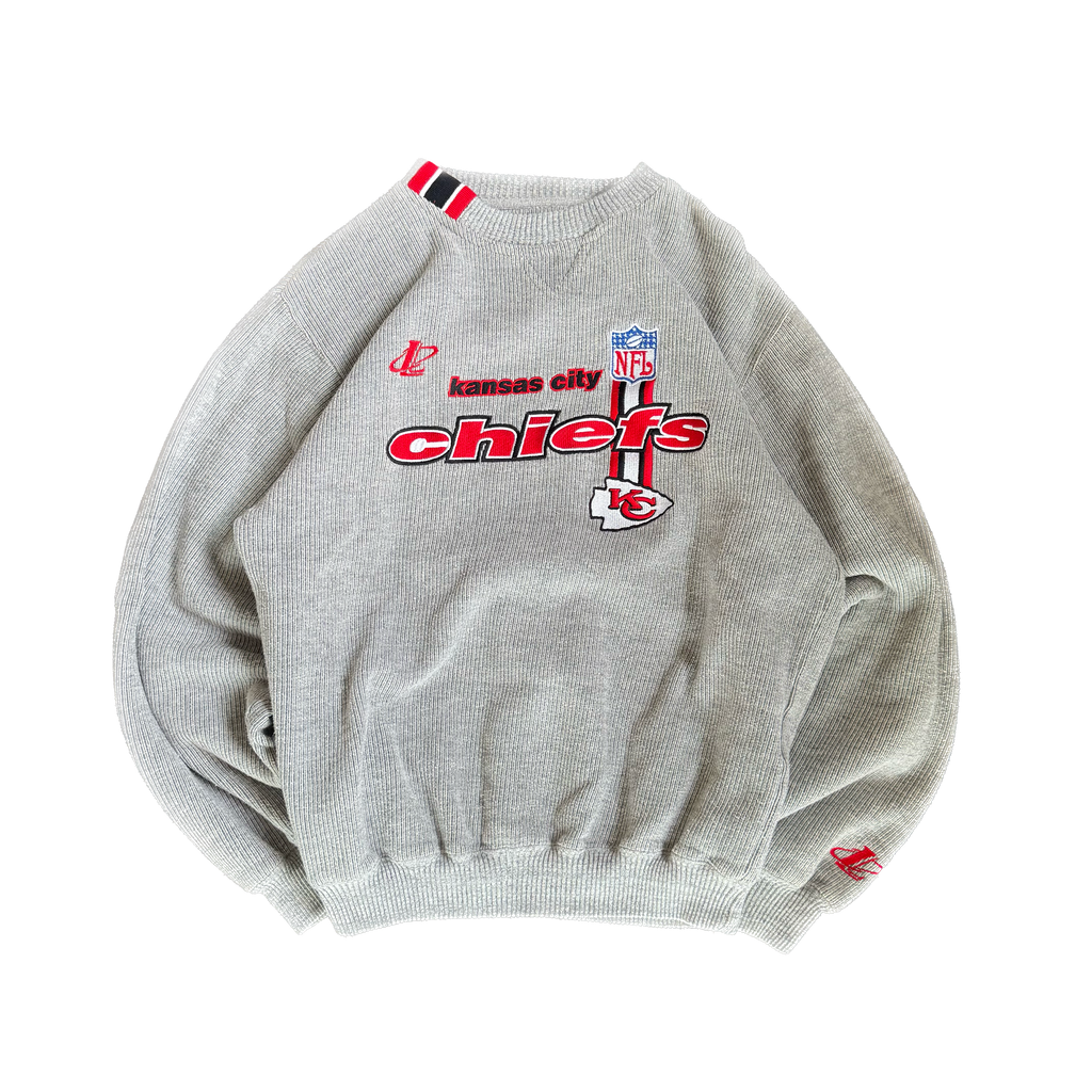 WESTSIDE STOREY VINTAGE | VINTAGE 90'S KC CHIEFS PROLINE RIBBED EMBROIDERED SWEATSHIRT - GRAY Westside Storey