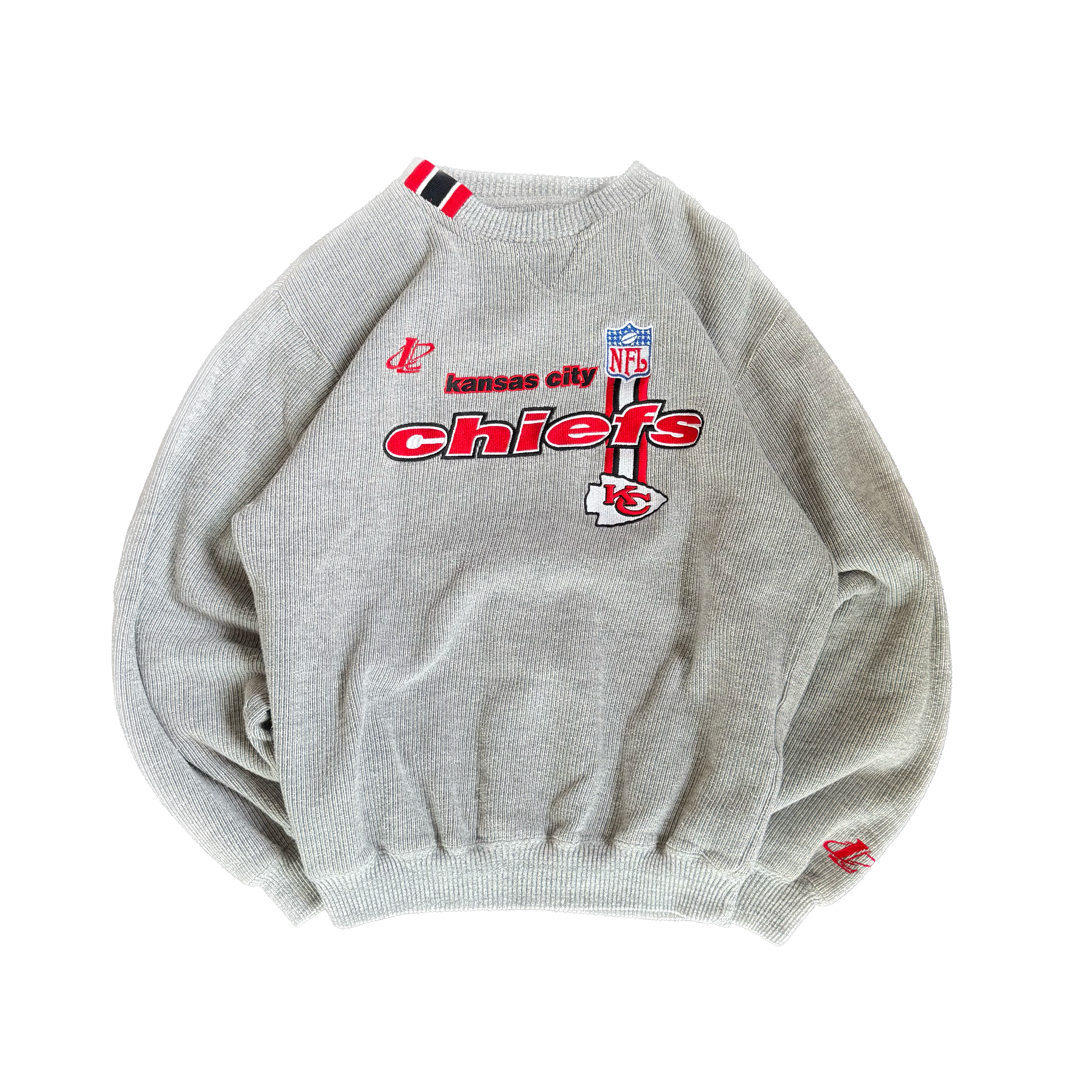WESTSIDE STOREY VINTAGE | VINTAGE 90'S KC CHIEFS PROLINE RIBBED EMBROIDERED SWEATSHIRT - GRAY Westside Storey
