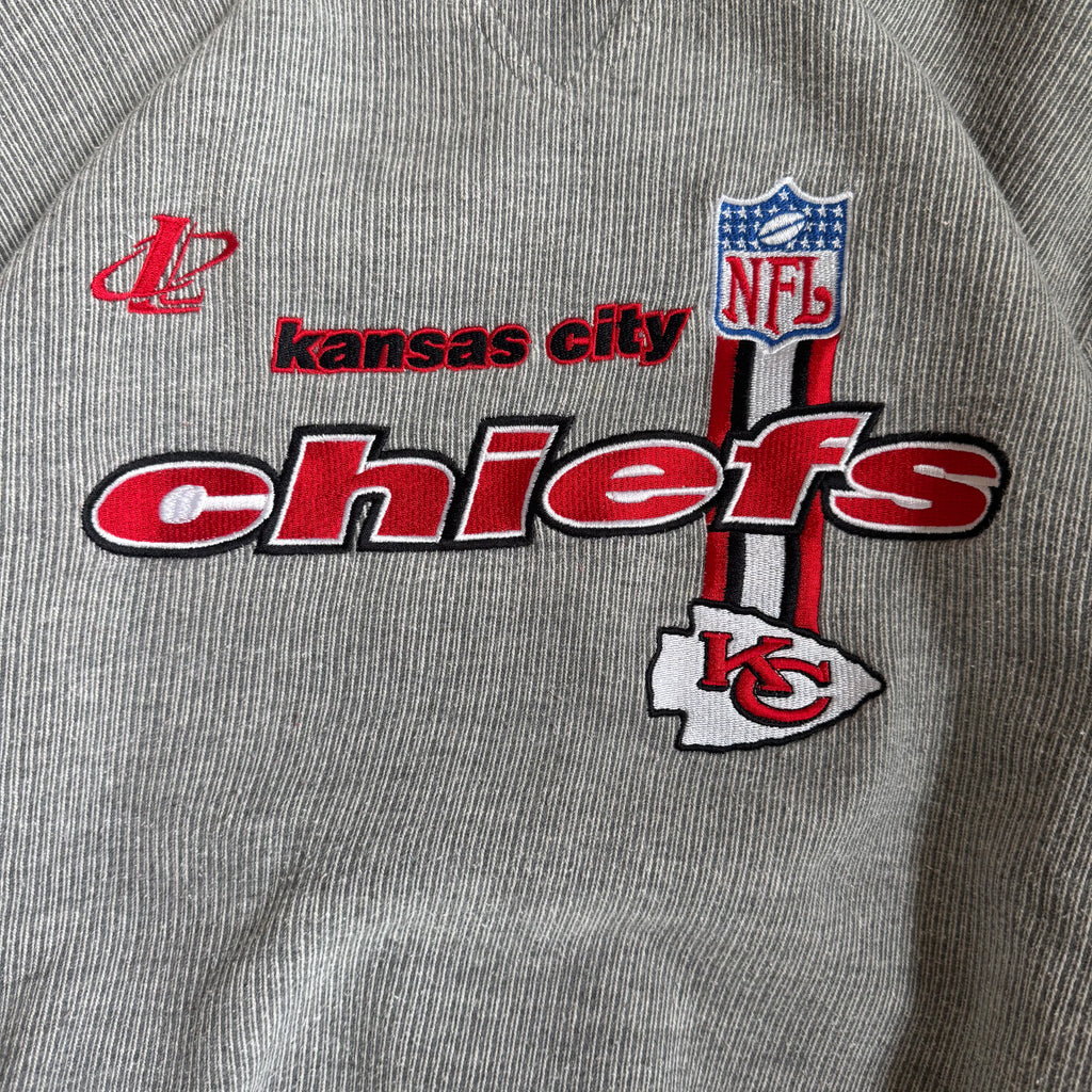 WESTSIDE STOREY VINTAGE | VINTAGE 90'S KC CHIEFS PROLINE RIBBED EMBROIDERED SWEATSHIRT - GRAY Westside Storey