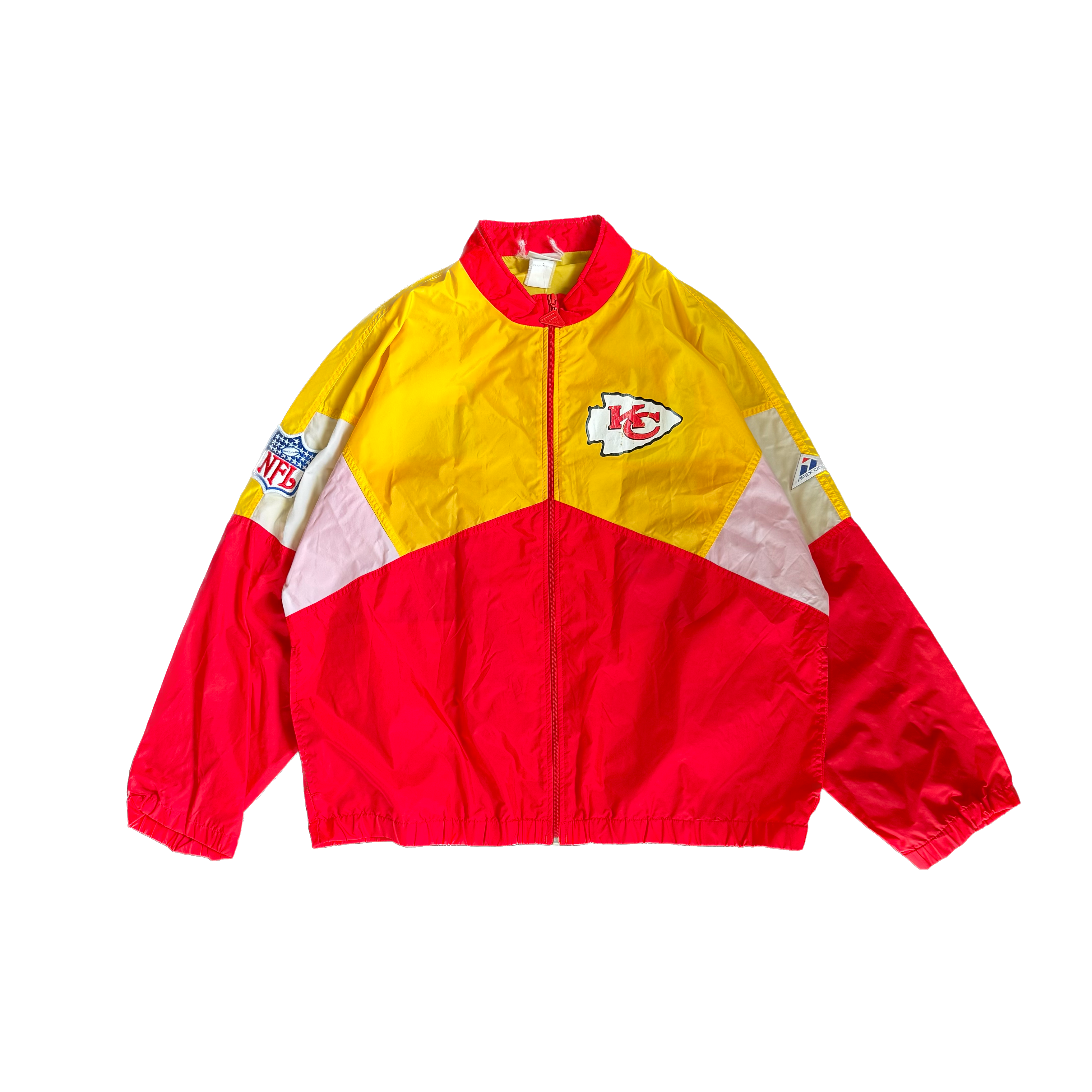 WESTSIDE STOREY VINTAGE | VINTAGE 90'S KC CHIEFS LIGHTWEIGHT WINDBREAKER APEX ONE JACKET - YELLOW Westside Storey