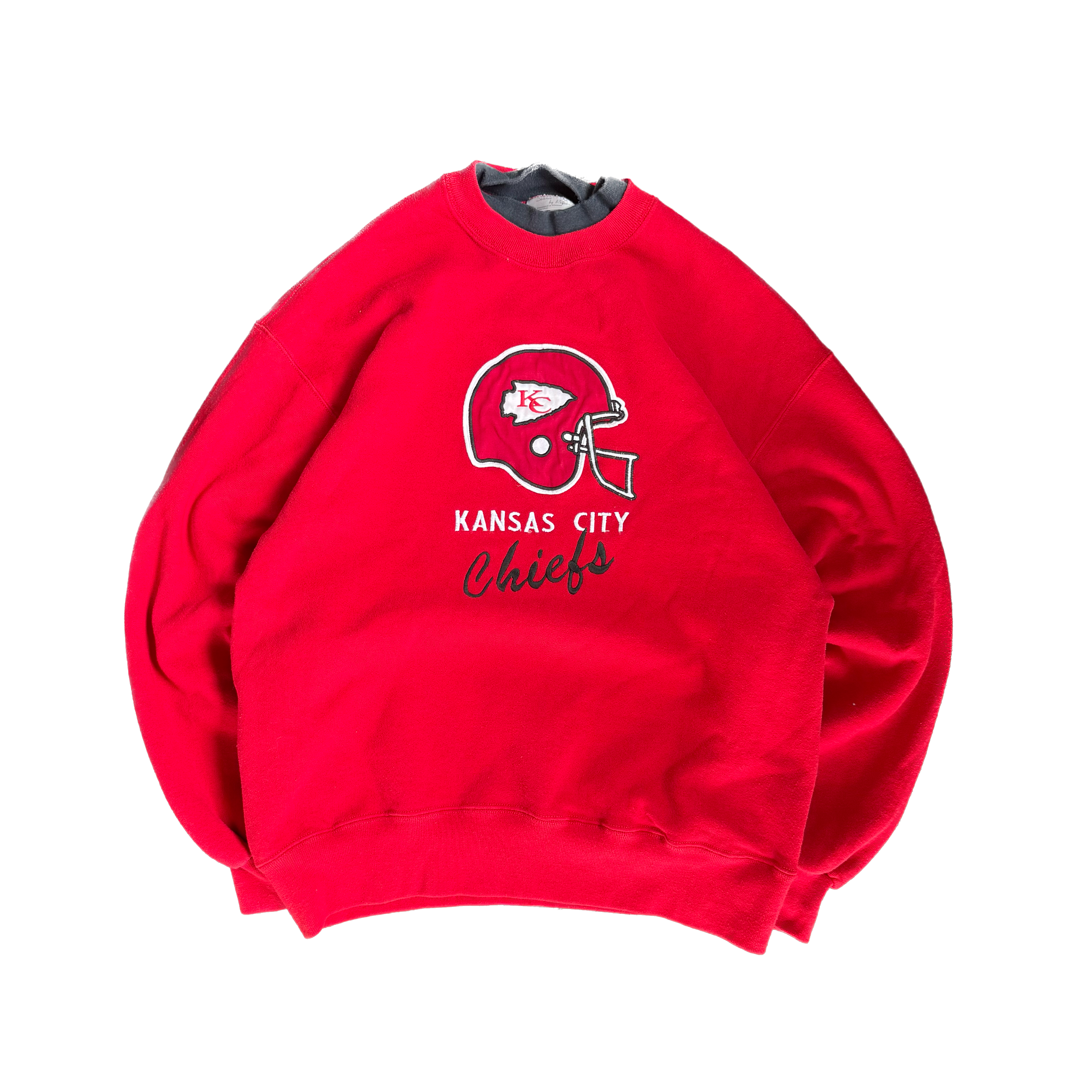 WESTSIDE STOREY VINTAGE | VINTAGE 90'S KC CHIEFS HELMET PATCH SWEATSHIRT - RED Westside Storey