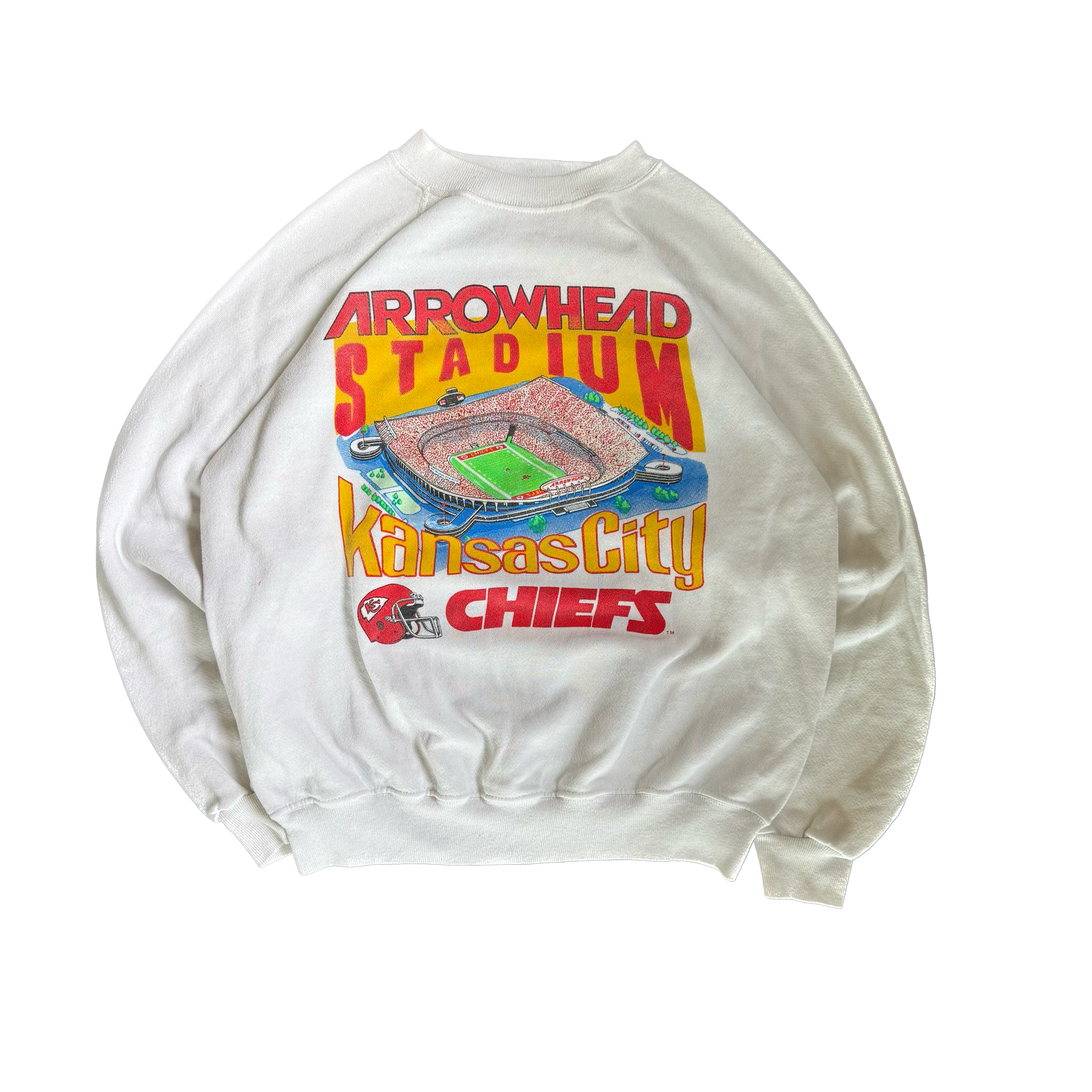 WESTSIDE STOREY VINTAGE | VINTAGE 90'S KC CHIEFS ARROWHEAD STADIUM SWEATSHIRT - WHITE Westside Storey