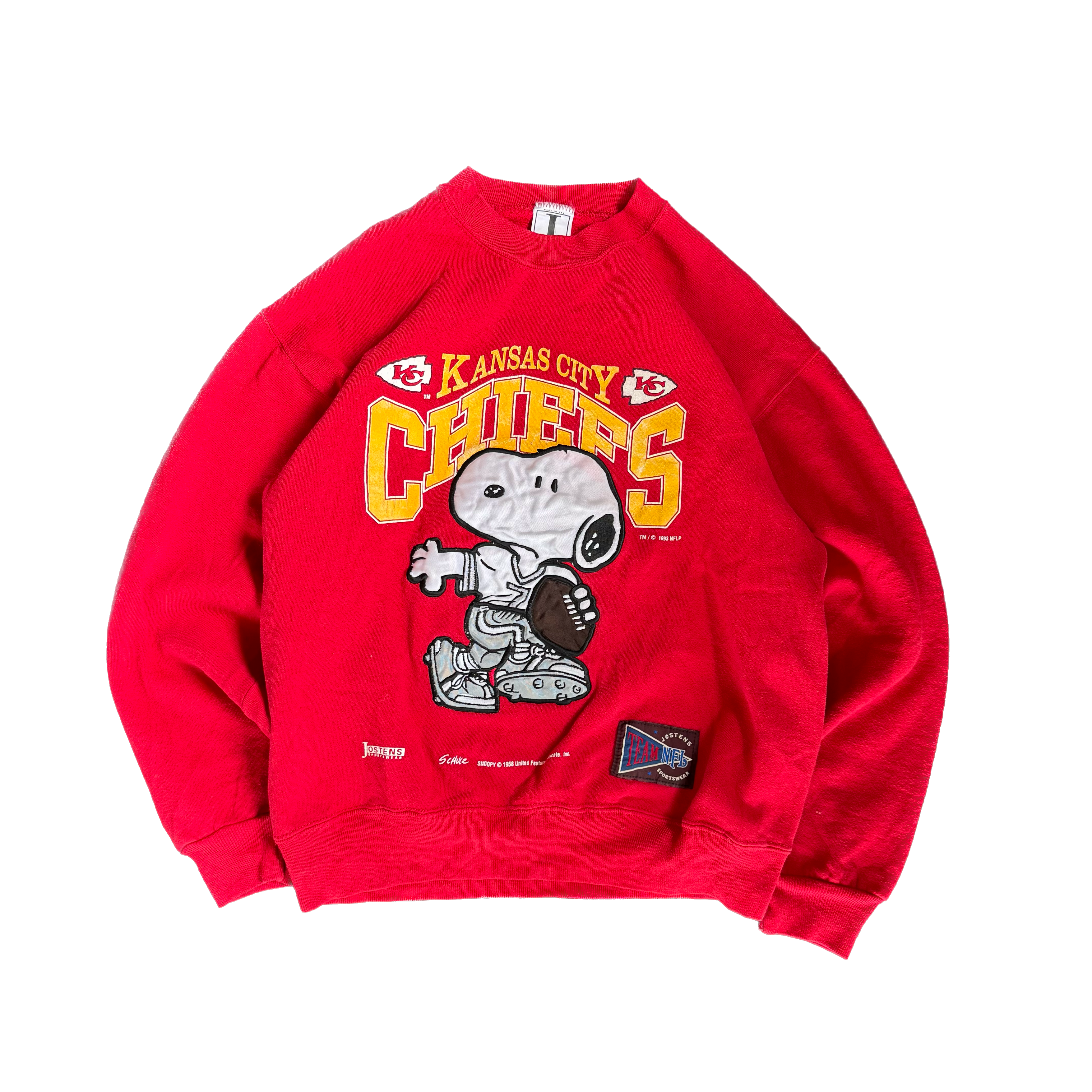 WESTSIDE STOREY VINTAGE | VINTAGE 90'S KC CHIEFS SNOOPY PATCH SWEATSHIRT - RED Westside Storey