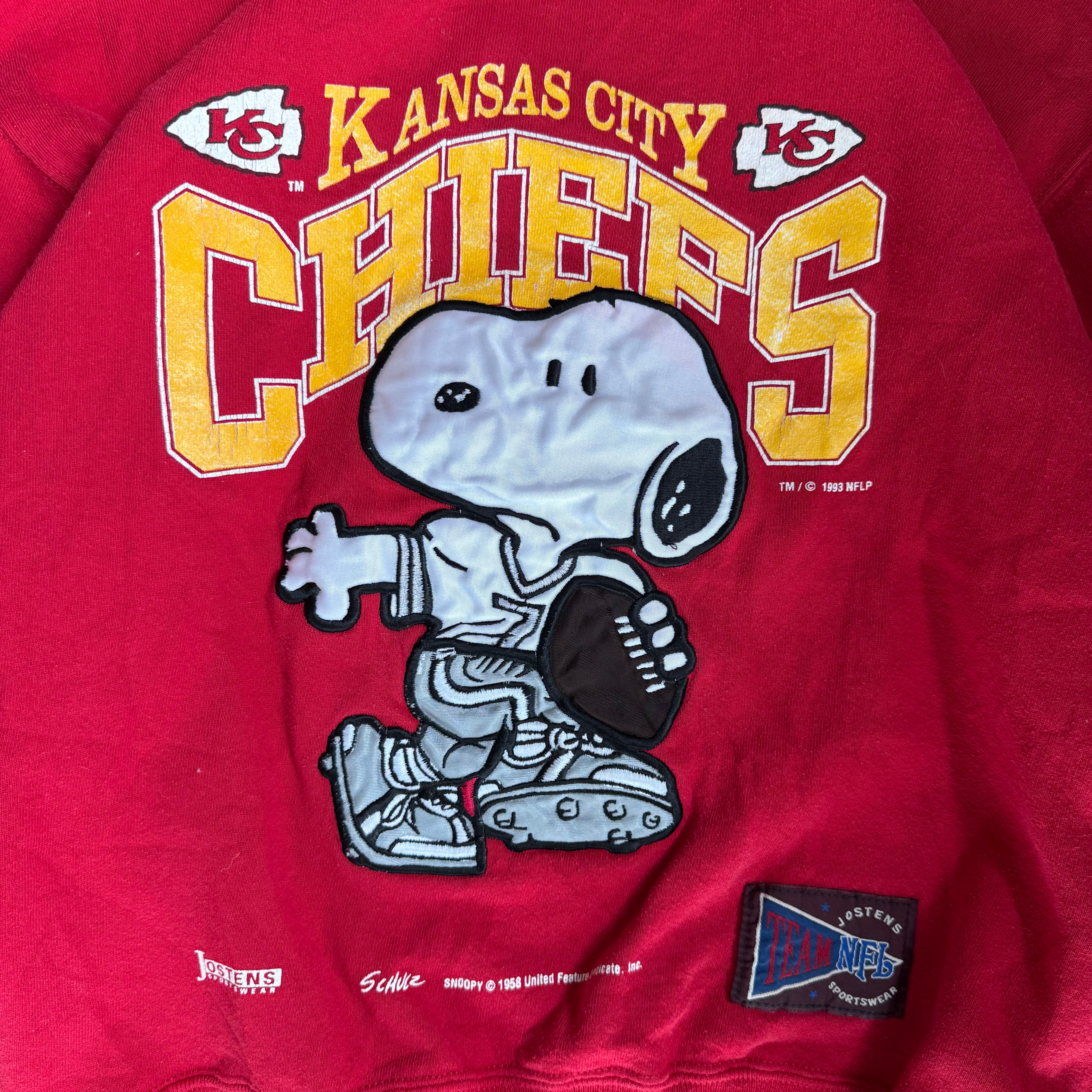WESTSIDE STOREY VINTAGE | VINTAGE 90'S KC CHIEFS SNOOPY PATCH SWEATSHIRT - RED Westside Storey