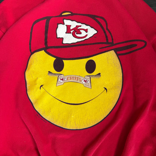 WESTSIDE STOREY VINTAGE | VINTAGE 90'S KC CHIEFS SMILEY SWEATSHIRT - RED Westside Storey