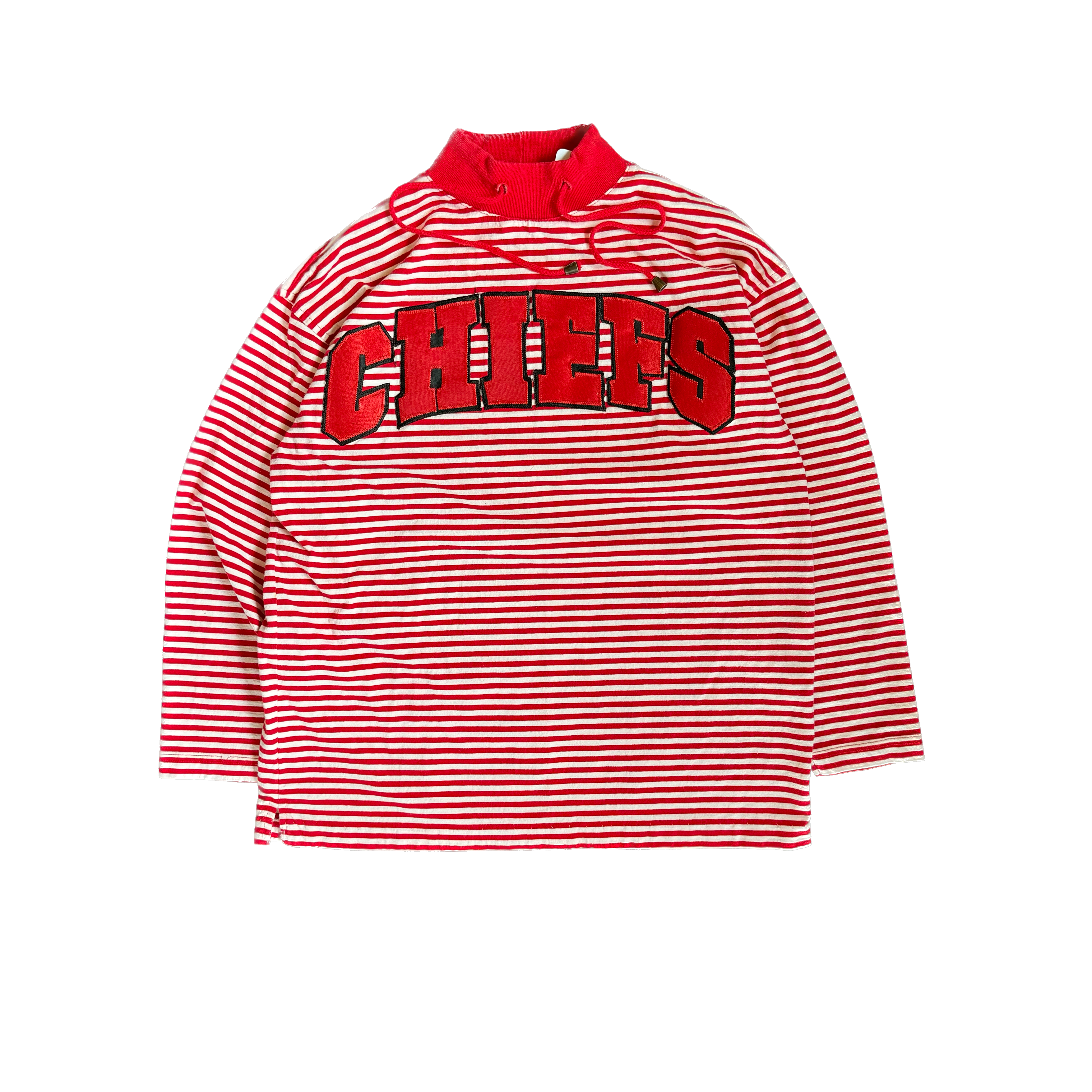 WESTSIDE STOREY VINTAGE | VINTAGE 90'S KC CHIEFS STRIPED LONG SLEEVE - RED - Westside Storey