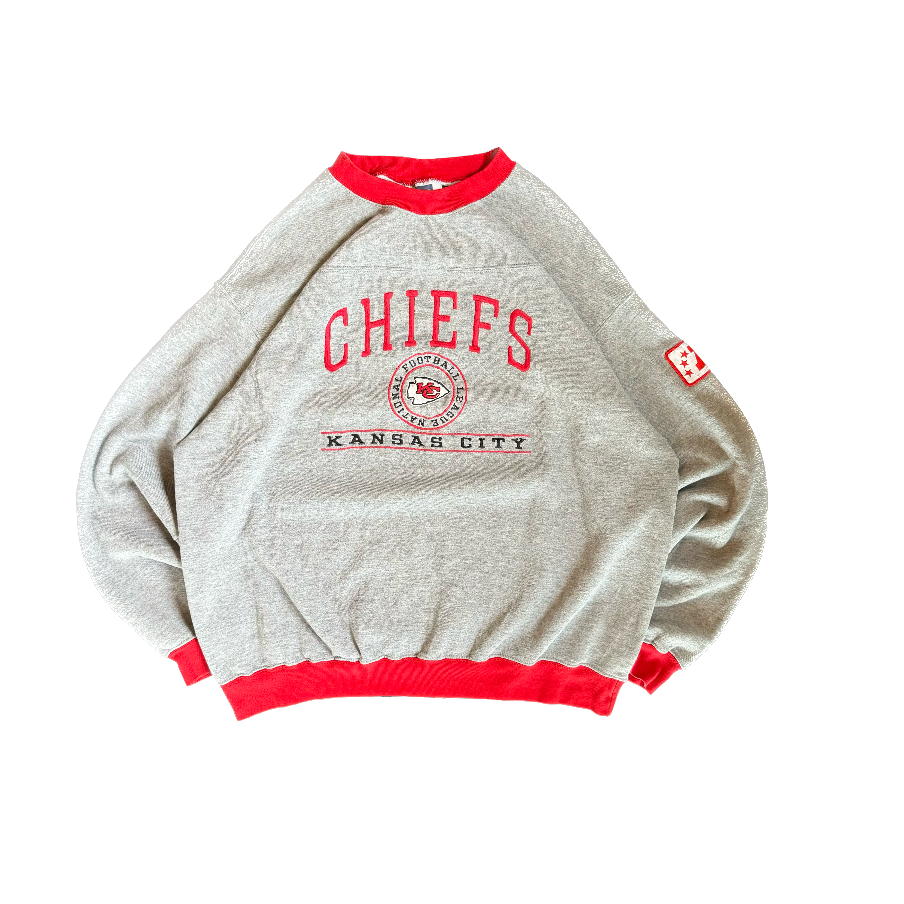 WESTSIDE STOREY VINTAGE | VINTAGE 90'S KC CHIEFS EMBROIDERED SWEATSHIRT - GRAY - Westside Storey