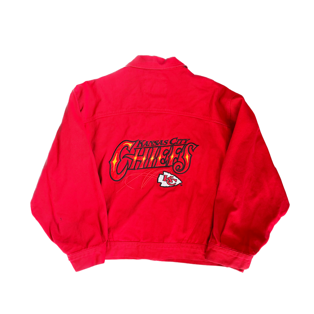 WESTSIDE STOREY VINTAGE | VINTAGE 90'S KC CHIEFS PRO ELITE RED DENIM JACKET - RED Westside Storey