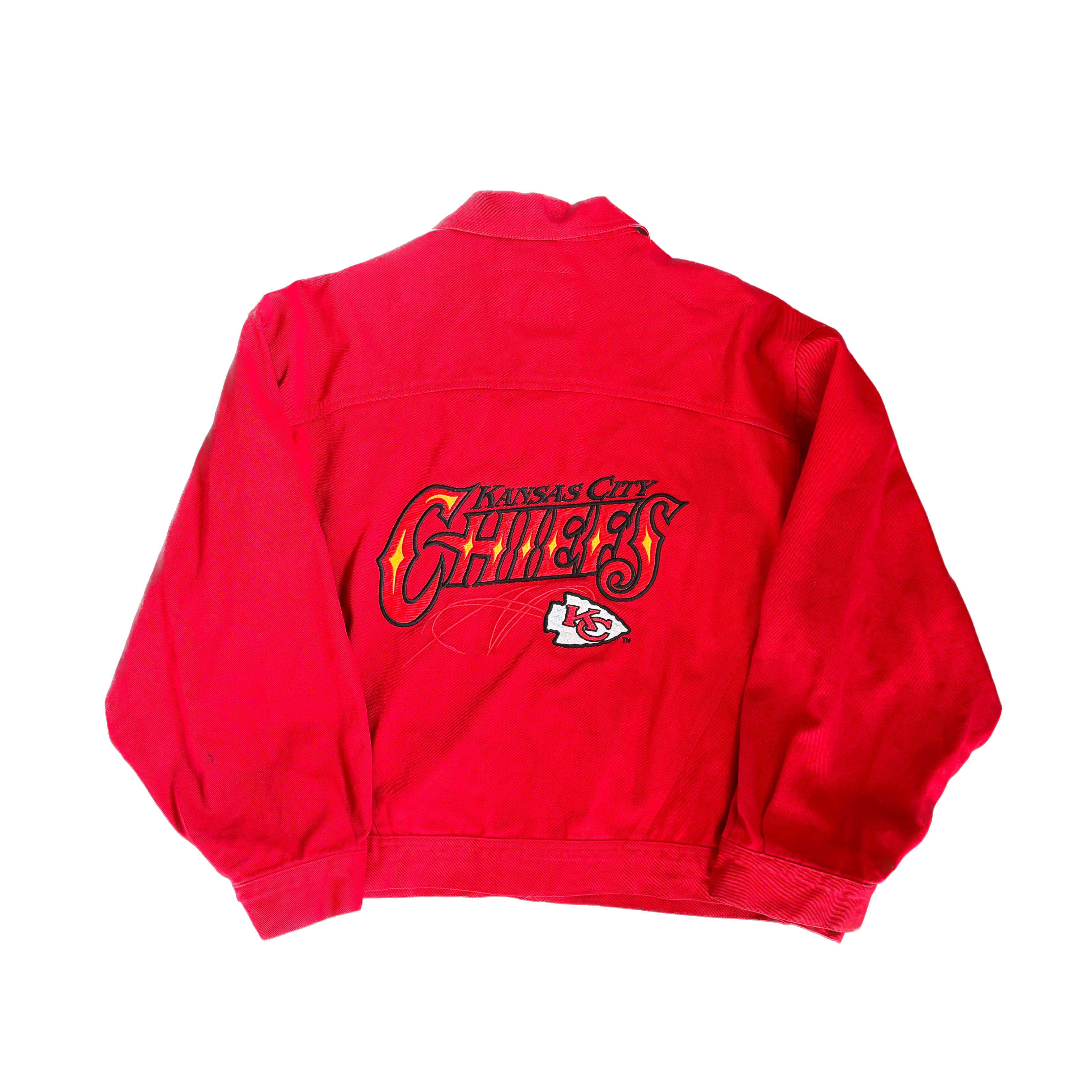 WESTSIDE STOREY VINTAGE | VINTAGE 90'S KC CHIEFS PRO ELITE RED DENIM JACKET - RED Westside Storey