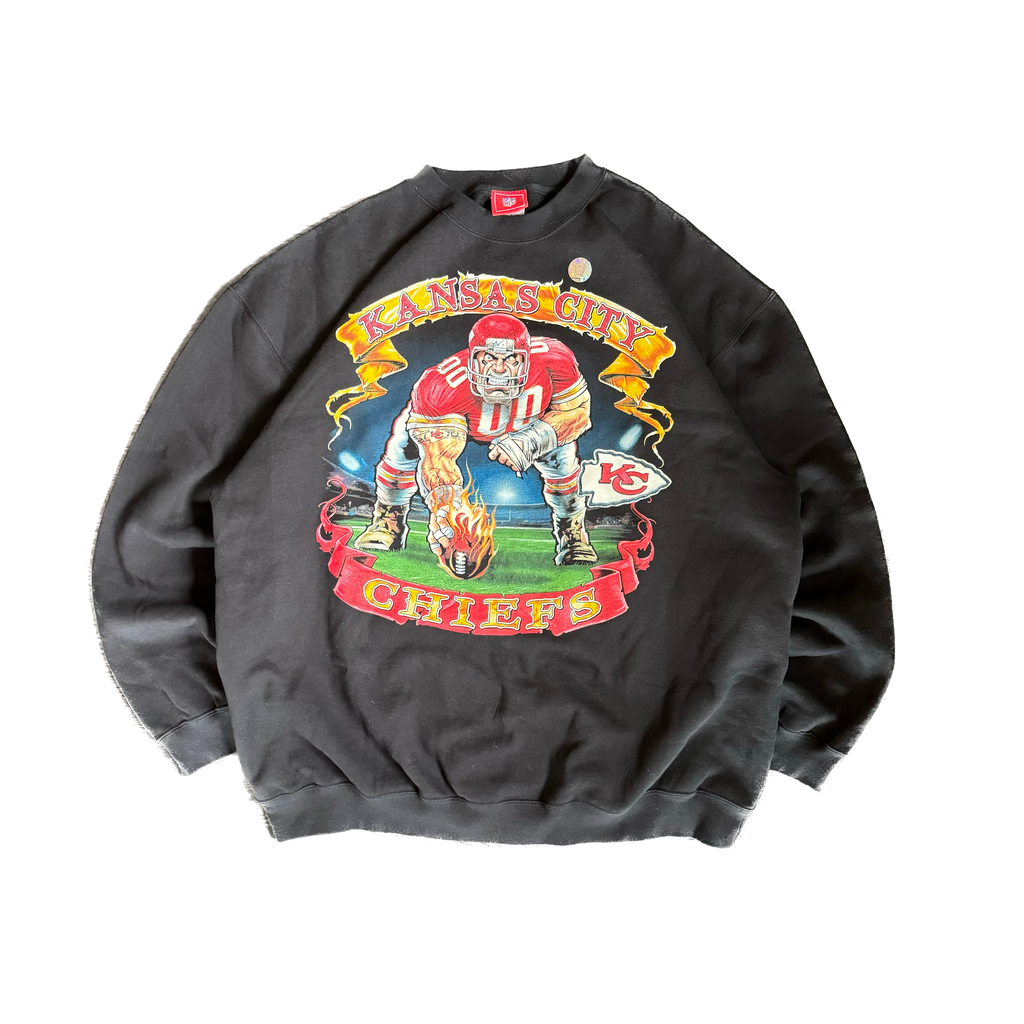 WESTSIDE STOREY VINTAGE | VINTAGE NEW OLD STOCK KC CHIEFS SWEATSHIRT - BLACK - Westside Storey