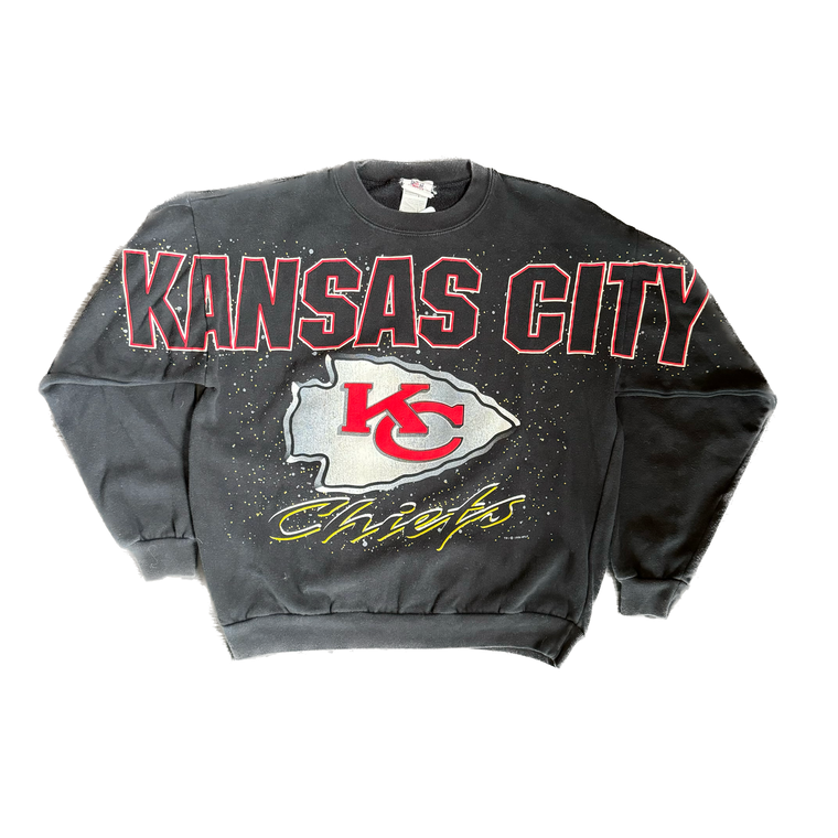 WESTSIDE STOREY VINTAGE | VINTAGE 90'S KC CHIEFS SPELL OUT GALAXY SWEATSHIRT - BLACK