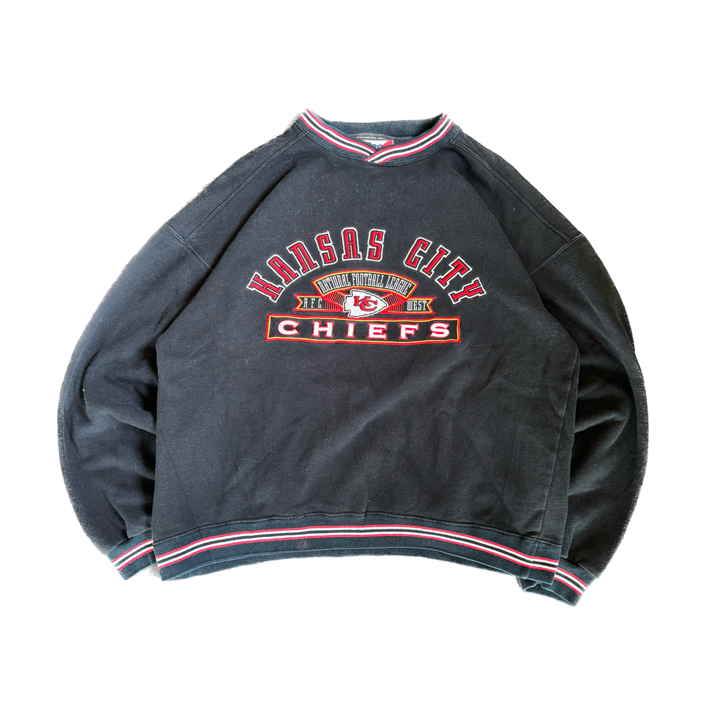 WESTSIDE STOREY VINTAGE | VINTAGE 90'S KC CHIEFS PRO PLAYER EMBROIDERED SWEATSHIRT - BLACK Westside Storey