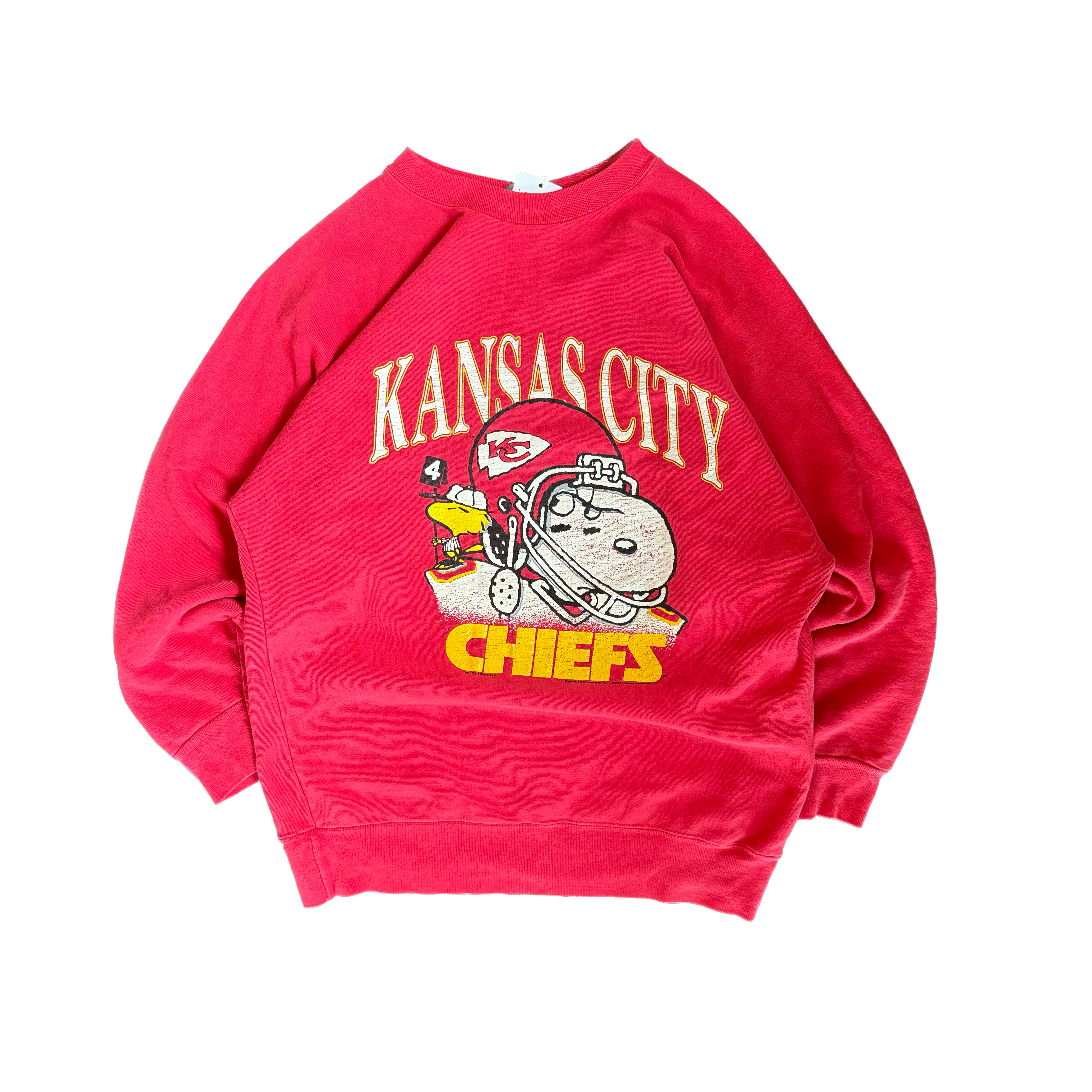 WESTSIDE STOREY VINTAGE | VINTAGE 90'S HEAVY KC CHIEFS SNOOPY WOODSTOCK SWEATSHIRT - RED - Westside Storey