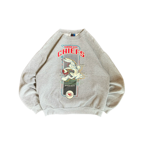 WESTSIDE STOREY VINTAGE | VINTAGE 1994 KC CHIEFS BUGS BUNNY SWEATSHIRT - GRAY - Westside Storey