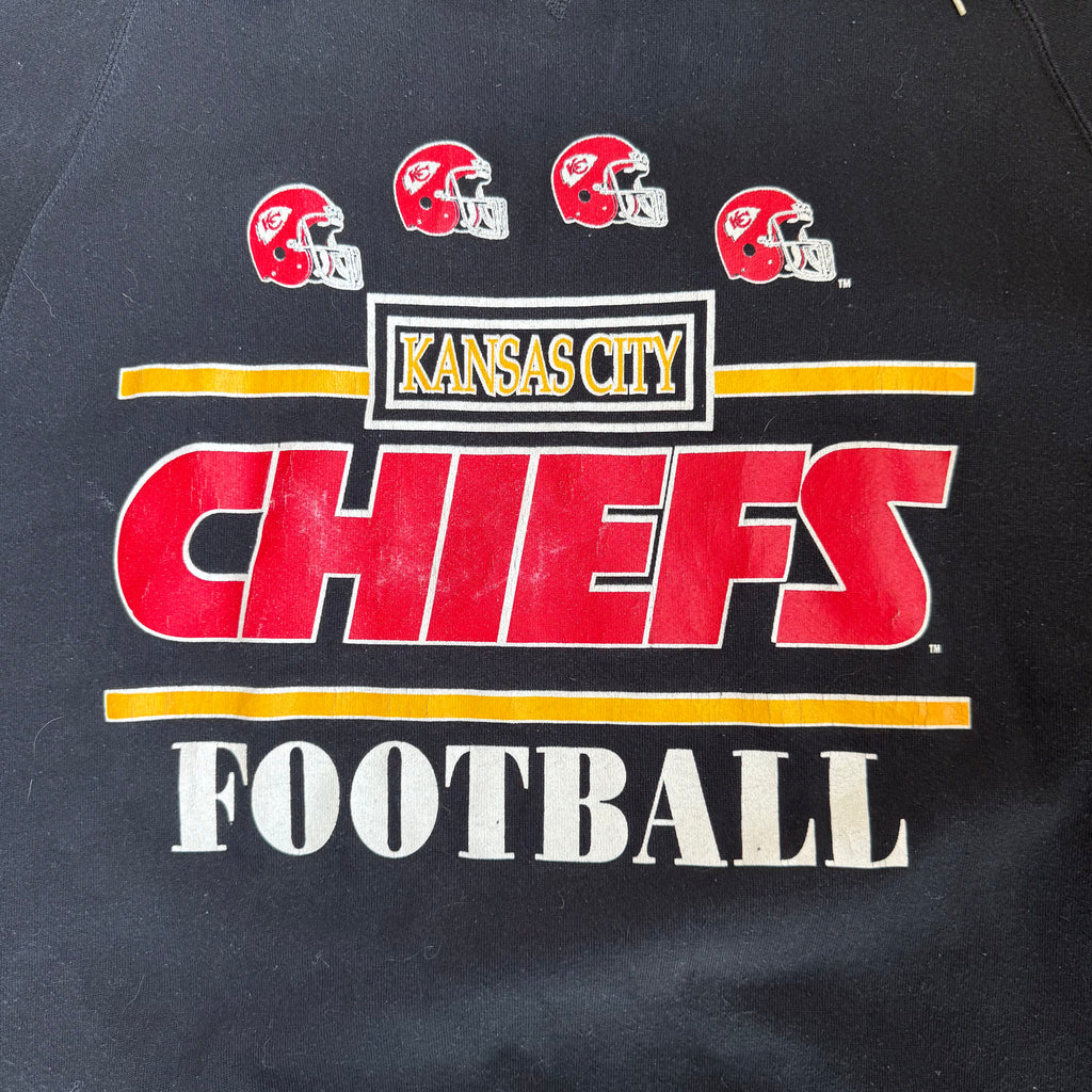 WESTSIDE STOREY VINTAGE | VINTAGE 90'S KC CHIEFS BLACK HOODIE - BLACK Westside Storey