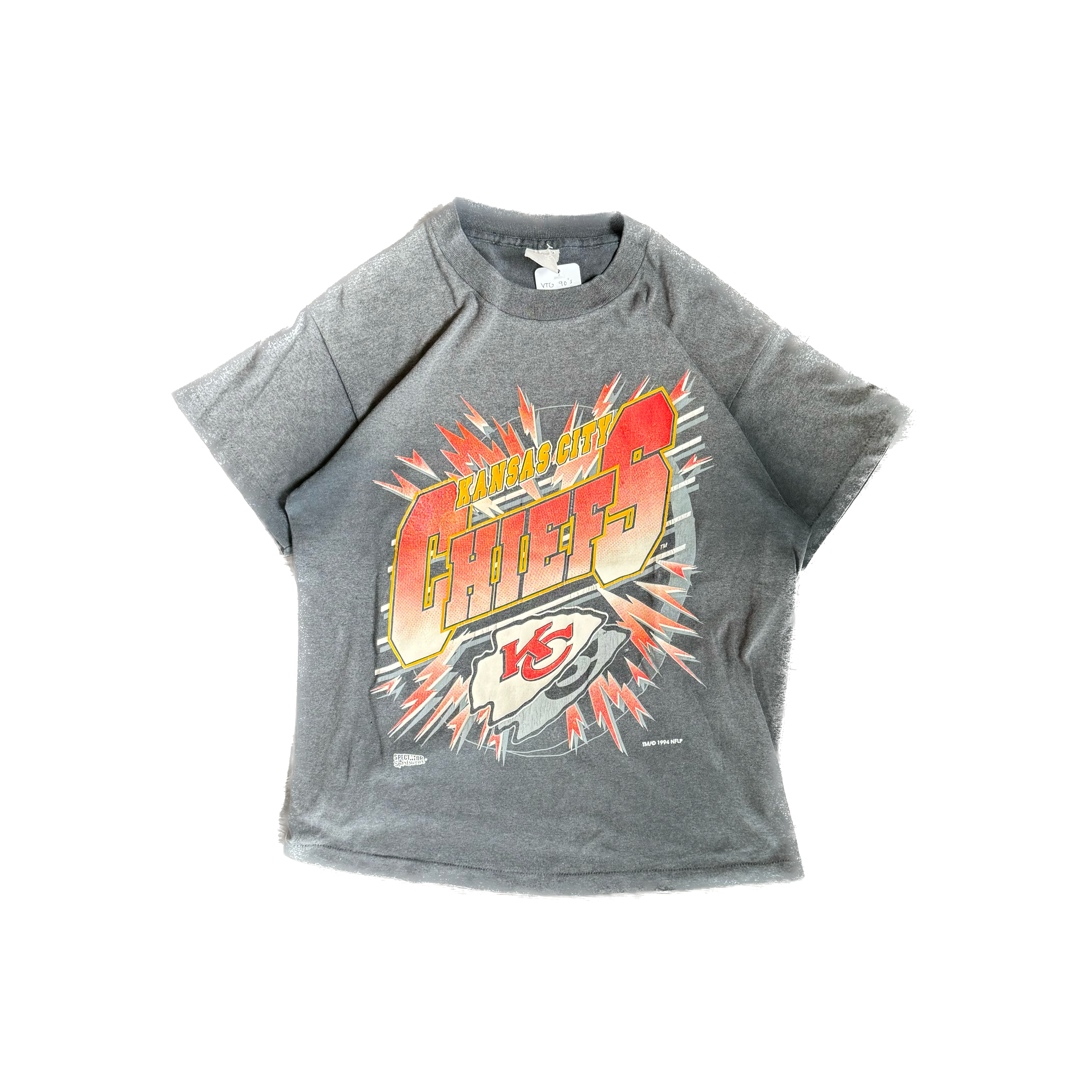 WESTSIDE STOREY VINTAGE | VINTAGE 90'S KC CHIEFS BLACK THIN FADED T-SHIRT - BLACK - Westside Storey