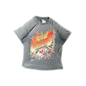 WESTSIDE STOREY VINTAGE | VINTAGE 90'S KC CHIEFS BLACK THIN FADED T-SHIRT - BLACK - Westside Storey