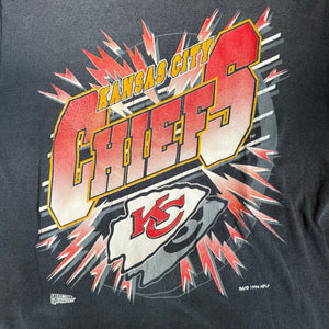 WESTSIDE STOREY VINTAGE | VINTAGE 90'S KC CHIEFS BLACK THIN FADED T-SHIRT - BLACK - Westside Storey