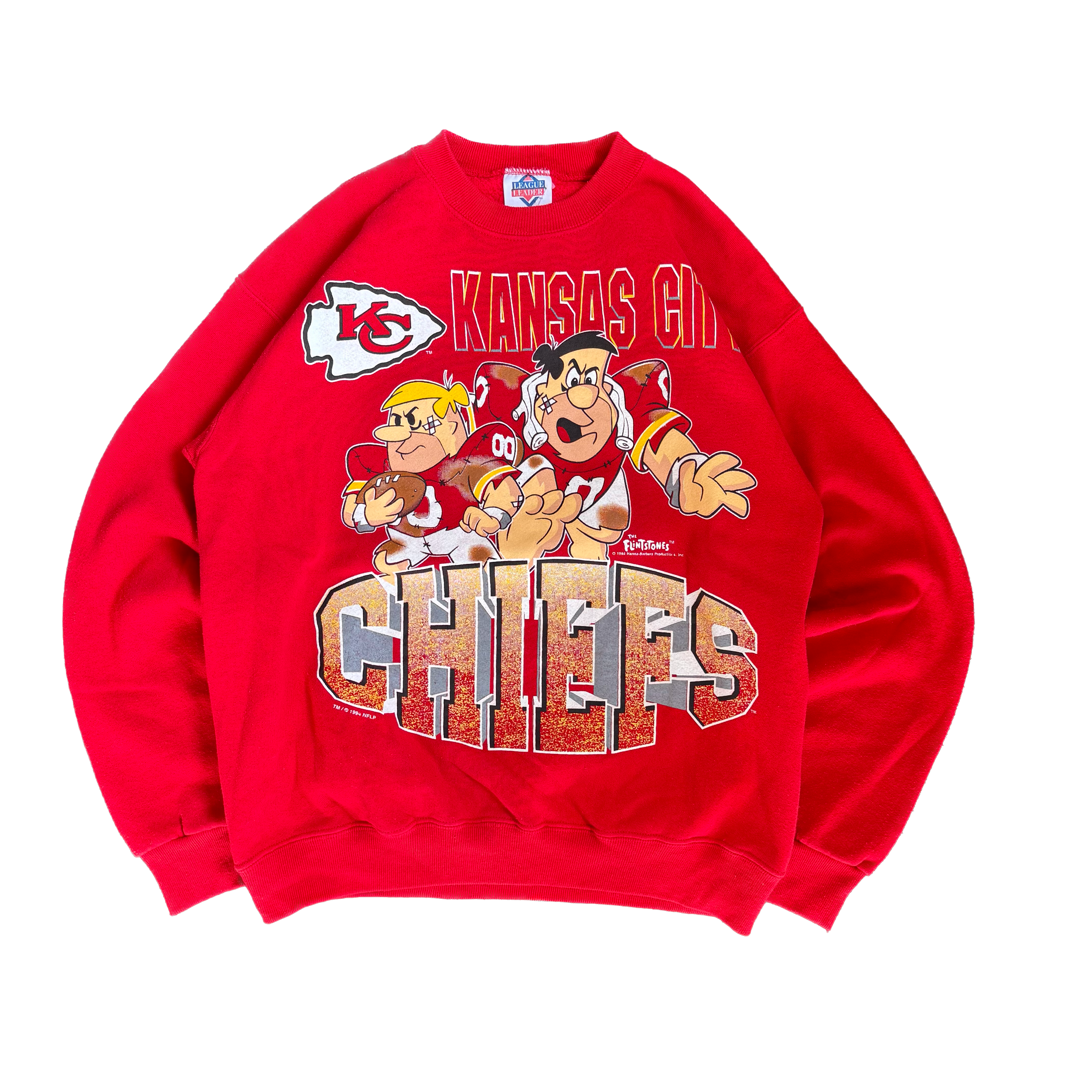 WESTSIDE STOREY VINTAGE | VINTAGE 90'S KC CHIEFS FLINTSTONES SWEATSHIRT - RED Westside Storey