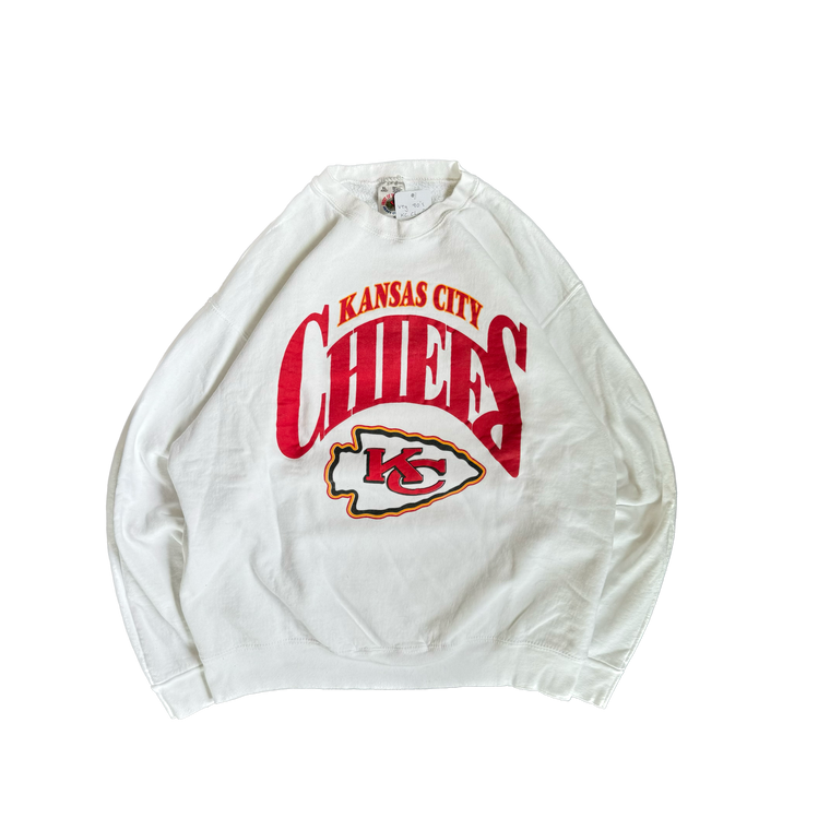 WESTSIDE STOREY VINTAGE | VINTAGE 90'S KC CHIEFS HEAVY CLEAN SWEATSHIRT - WHITE