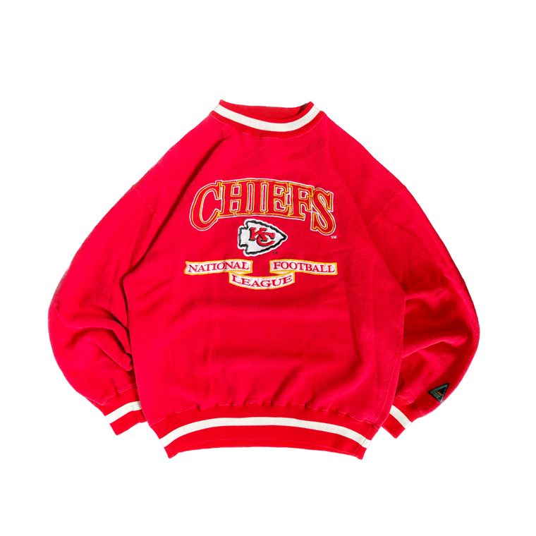 WESTSIDE STOREY VINTAGE | VINTAGE 90'S KC CHIEFS LOGO ATHLETIC DETAILED SWEATSHIRT - RED