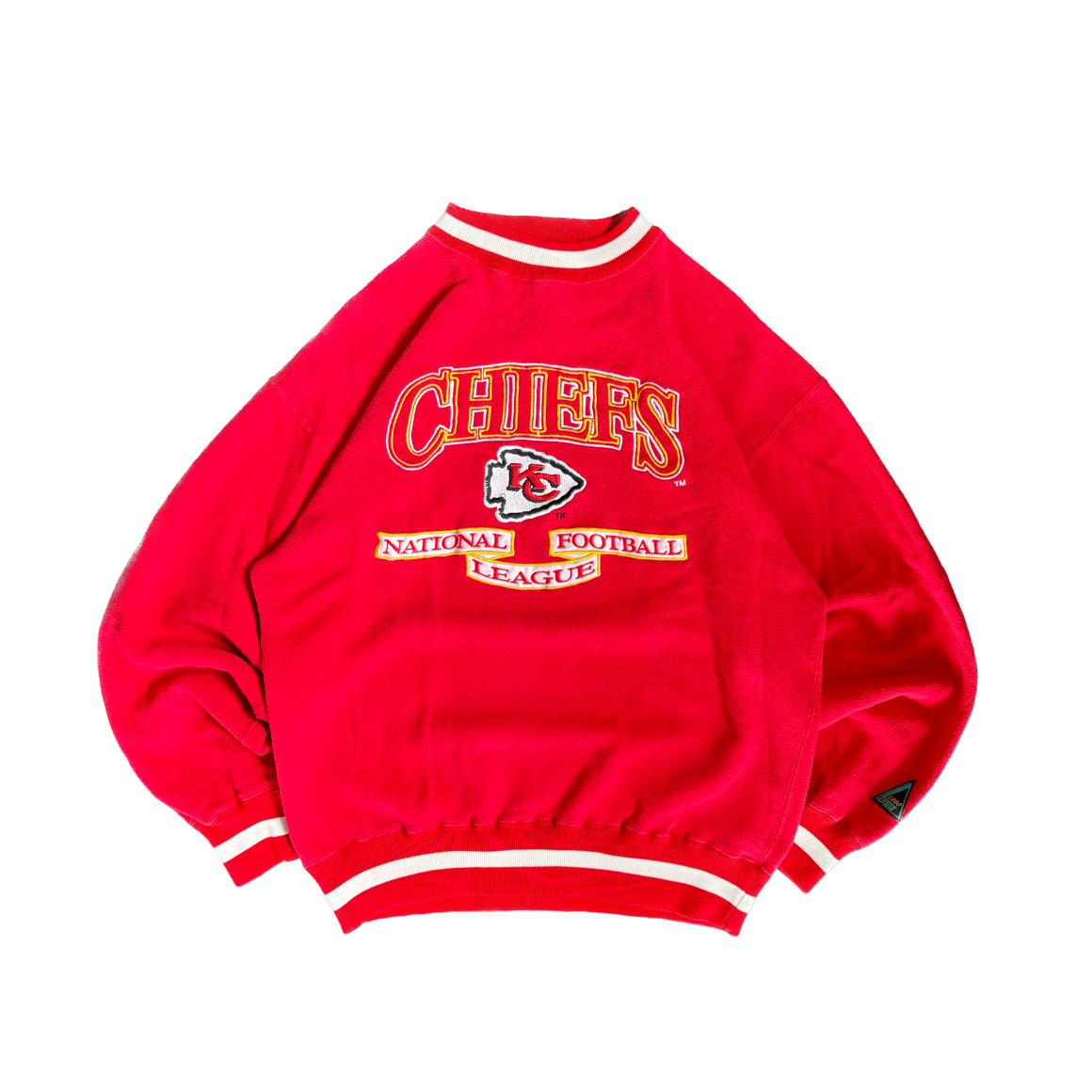 WESTSIDE STOREY VINTAGE | VINTAGE 90'S KC CHIEFS LOGO ATHLETIC DETAILED SWEATSHIRT - RED