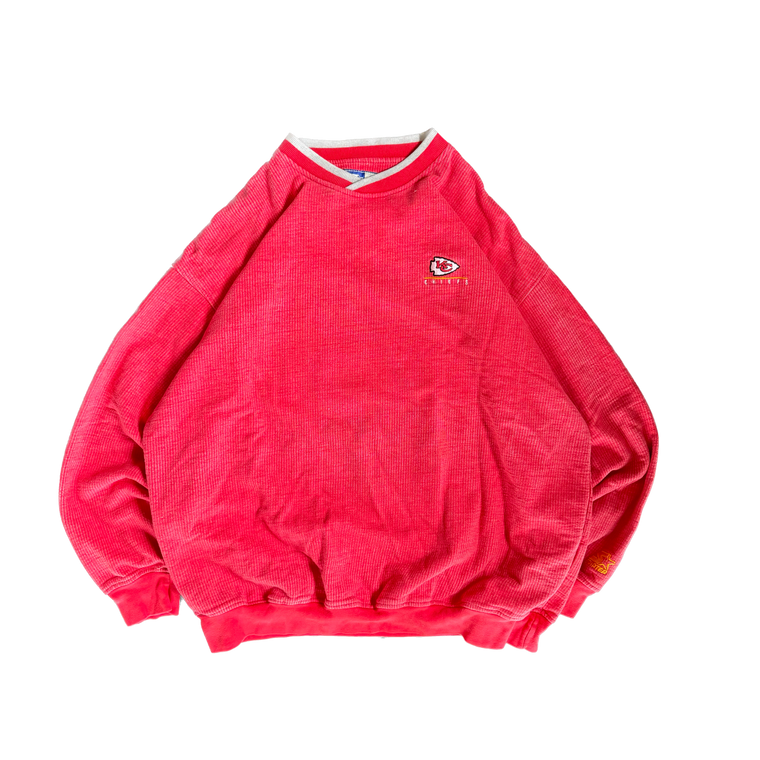 WESTSIDE STOREY VINTAGE | VINTAGE 90'S KC CHIEFS STARTER HEAVY RIBBED SWEATSHIRT - RED