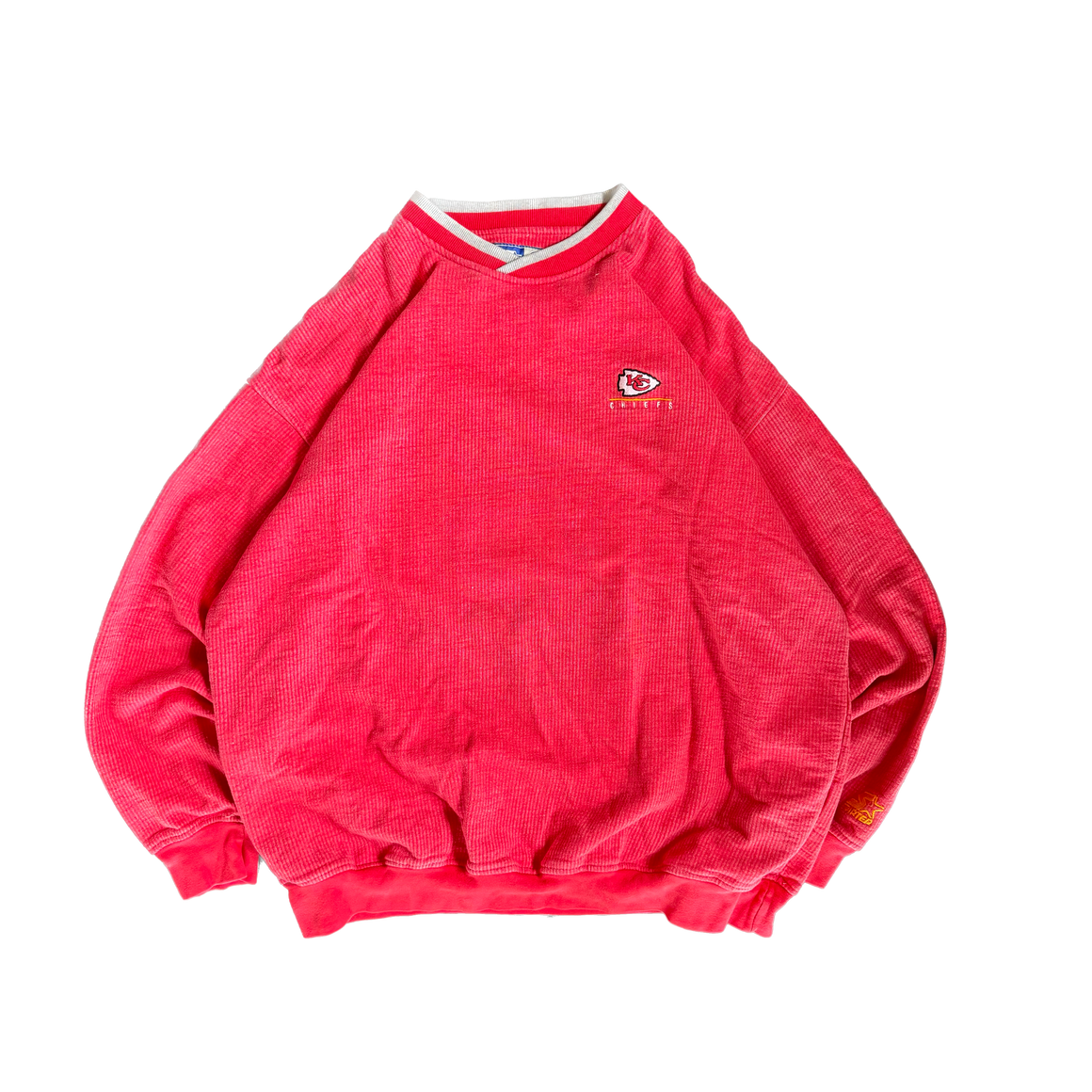 WESTSIDE STOREY VINTAGE | VINTAGE 90'S KC CHIEFS STARTER HEAVY RIBBED SWEATSHIRT - RED