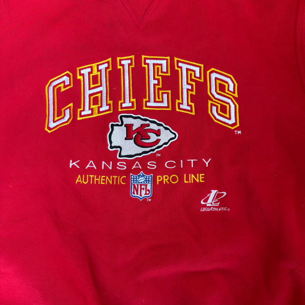 WESTSIDE STOREY VINTAGE | VINTAGE 90'S KC CHIEFS PROLINE EMBROIDERED SWEATSHIRT - RED Westside Storey