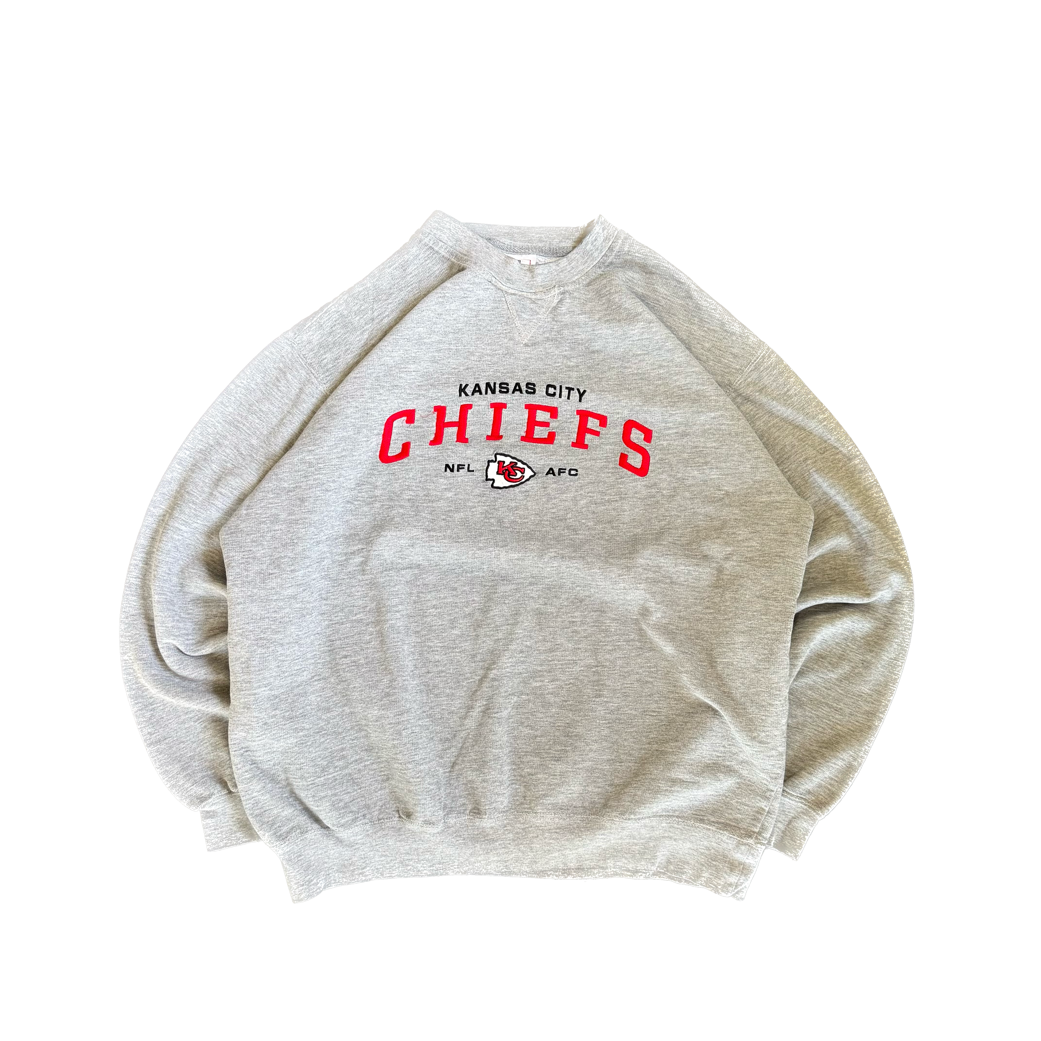 WESTSIDE STOREY VINTAGE | Y2K KC CHIEFS EMBROIDERED GRAY SWEATSHIRT - GRAY Westside Storey