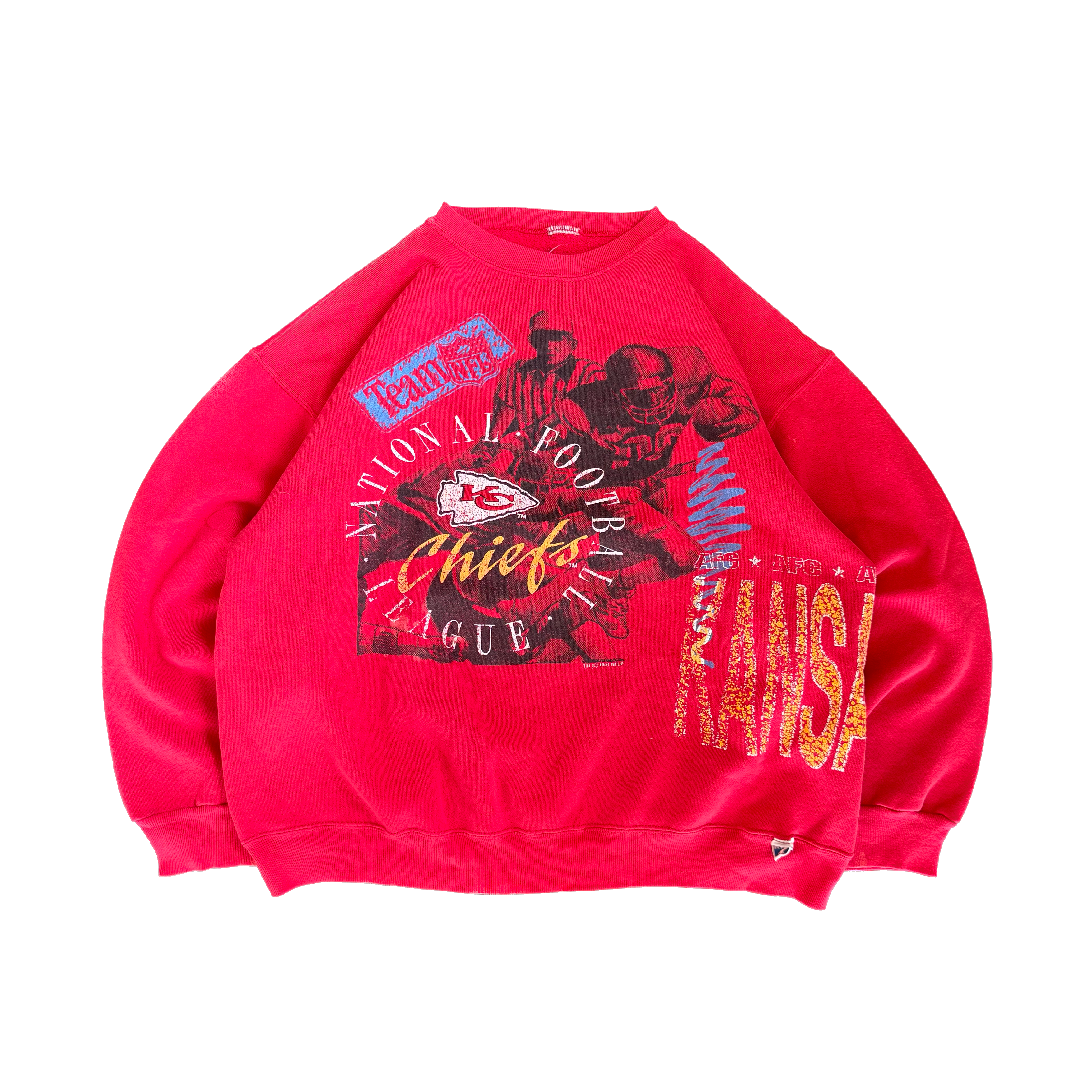 WESTSIDE STOREY VINTAGE | VINTAGE 90'S KC CHIEFS FRONT BACK HIT SWEATSHIRT *AS IS - RED Westside Storey
