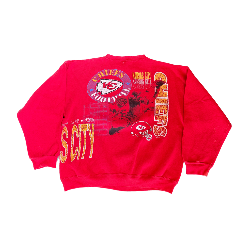 WESTSIDE STOREY VINTAGE | VINTAGE 90'S KC CHIEFS FRONT BACK HIT SWEATSHIRT *AS IS - RED Westside Storey