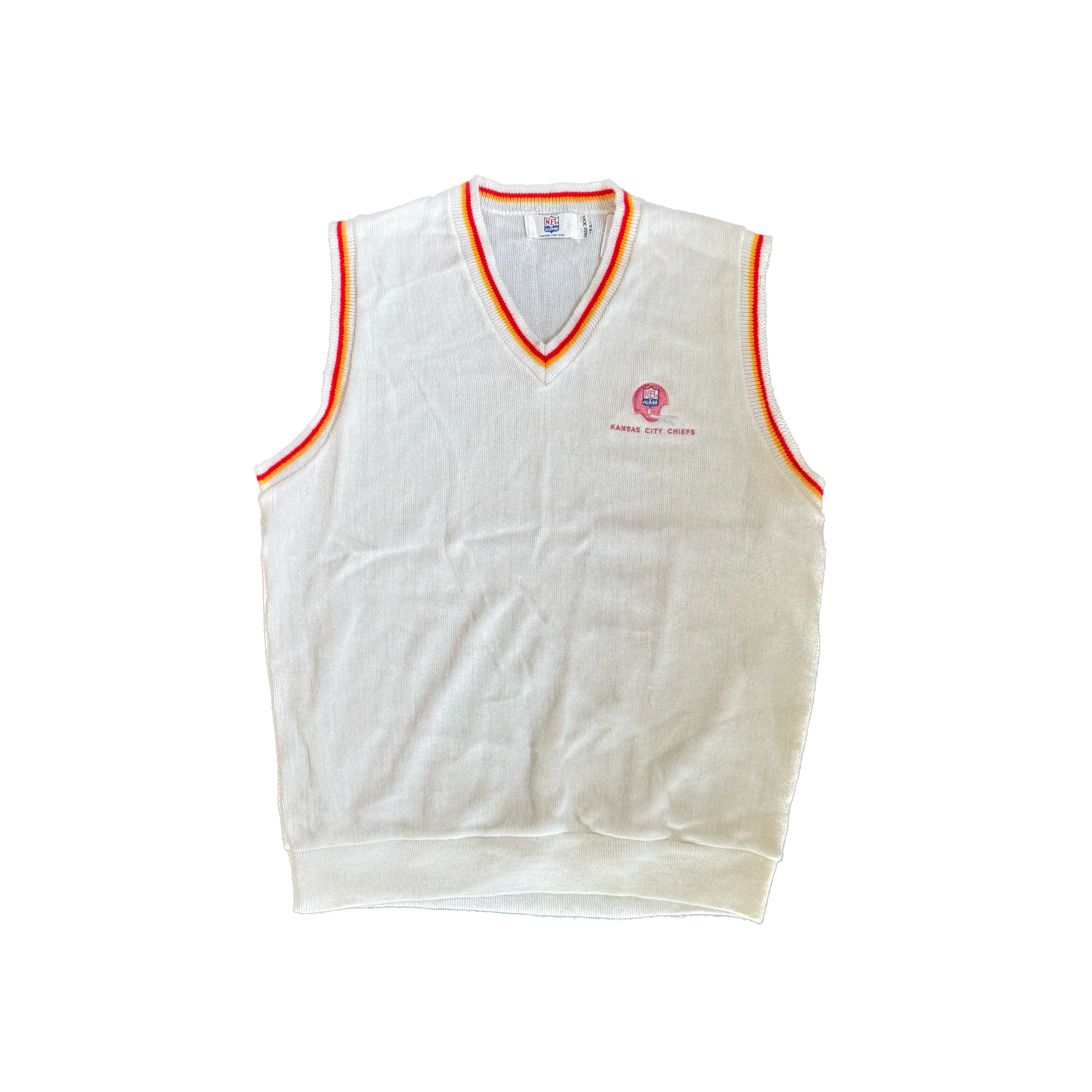 WESTSIDE STOREY VINTAGE | VINTAGE 70'S KC CHIEFS KNIT VEST SWEATER - WHITE Westside Storey