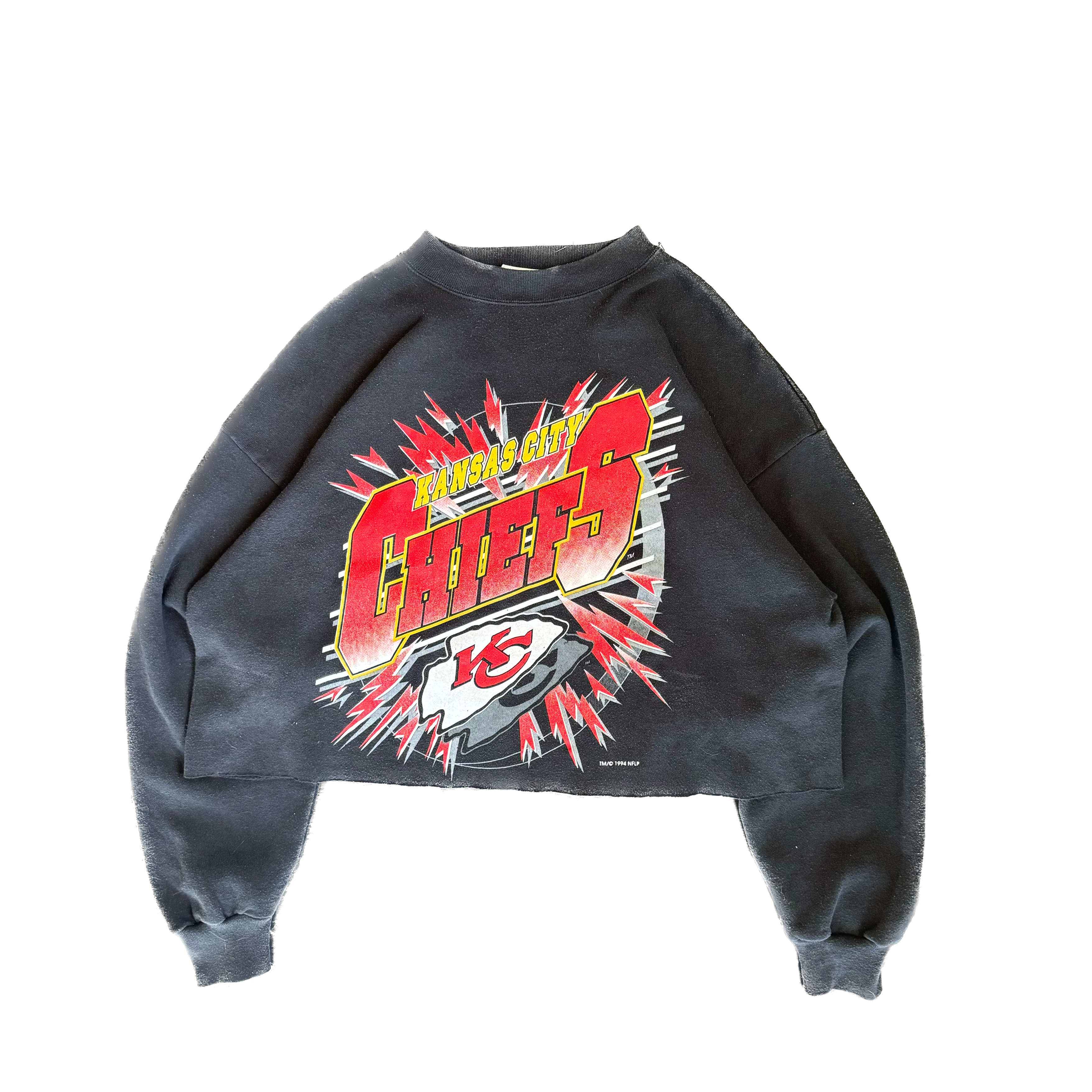 WESTSIDE STOREY VINTAGE | VINTAGE 90'S KC CHIEFS CROP SWEATSHIRT - BLACK - Westside Storey