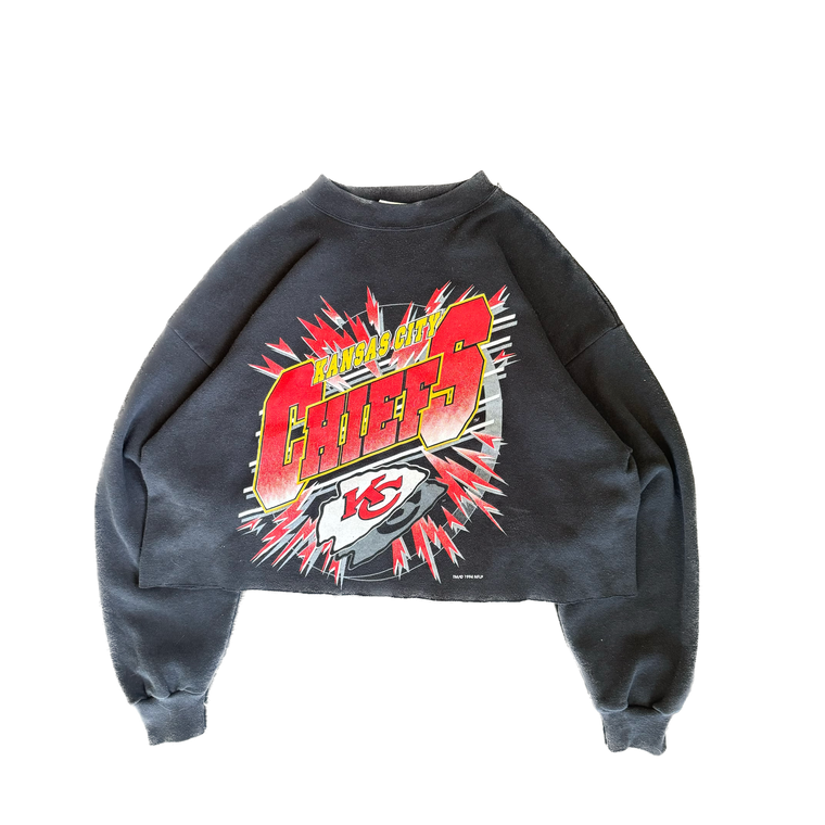 WESTSIDE STOREY VINTAGE | VINTAGE 90'S KC CHIEFS CROP SWEATSHIRT - BLACK