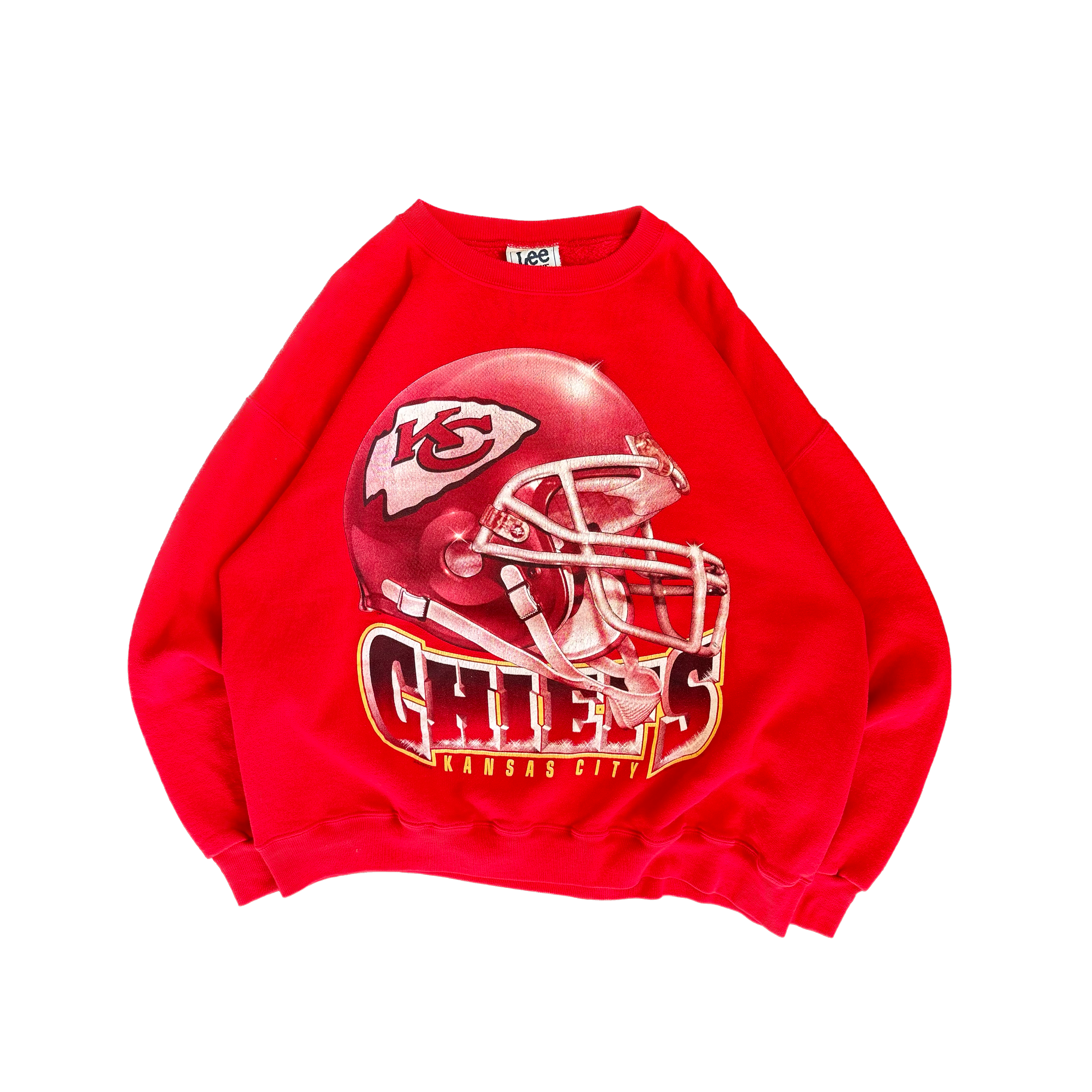 WESTSIDE STOREY VINTAGE | VINTAGE 90'S LEE KC CHIEFS HEAVY HELMET SWEATSHIRT - RED - Westside Storey