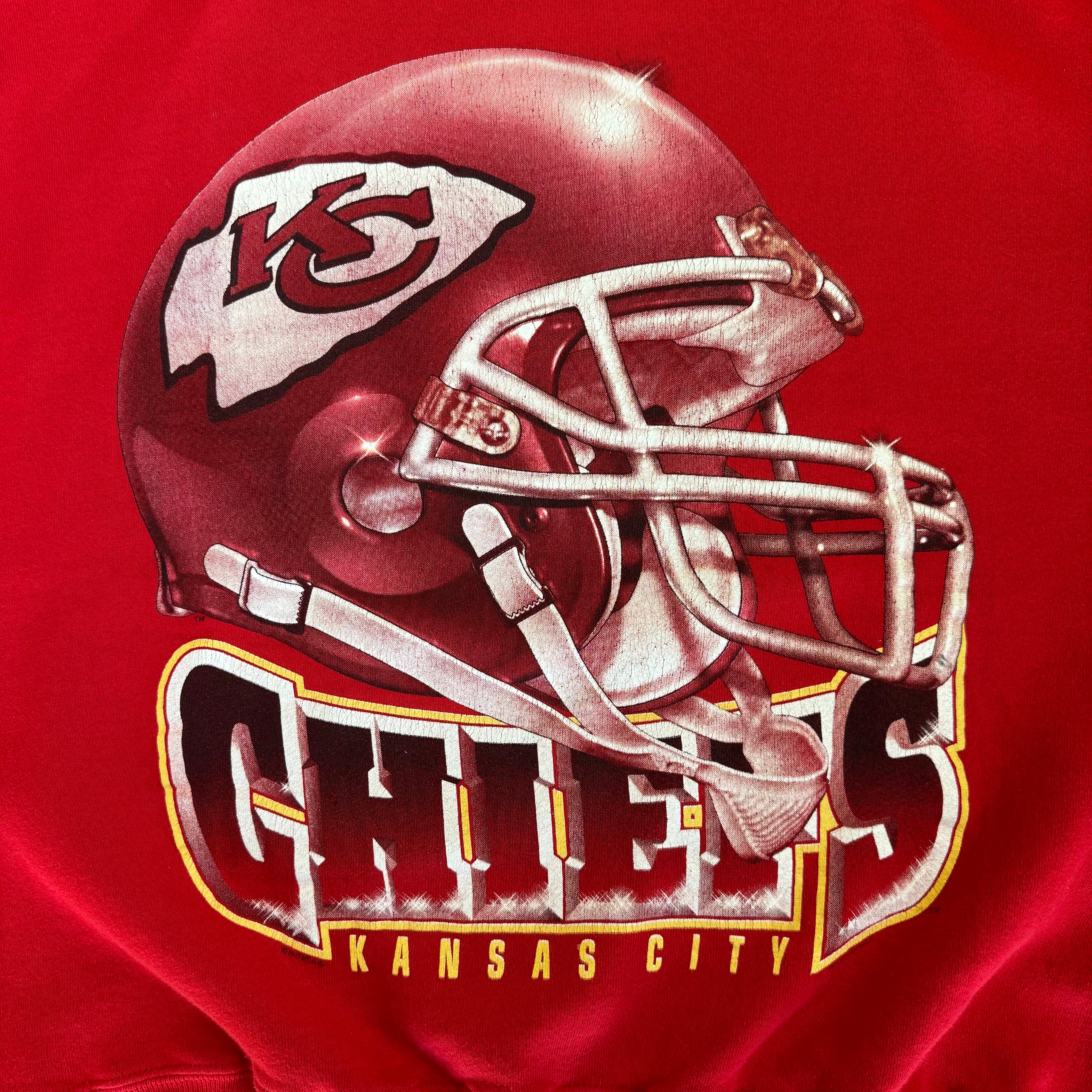 WESTSIDE STOREY VINTAGE | VINTAGE 90'S LEE KC CHIEFS HEAVY HELMET SWEATSHIRT - RED - Westside Storey