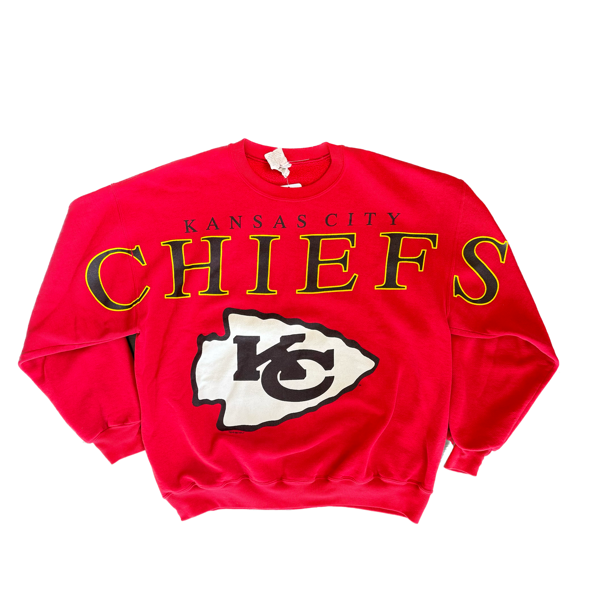 WESTSIDE STOREY VINTAGE | VINTAGE 90'S KC CHIEFS CLIF ENGLE SPELLOUT SWEATSHIRT - RED - Westside Storey