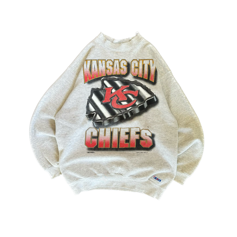 WESTSIDE STOREY VINTAGE | VINTAGE 90'S KC CHIEFS GRAY WELL WORN SWEATSHIRT - GRAY